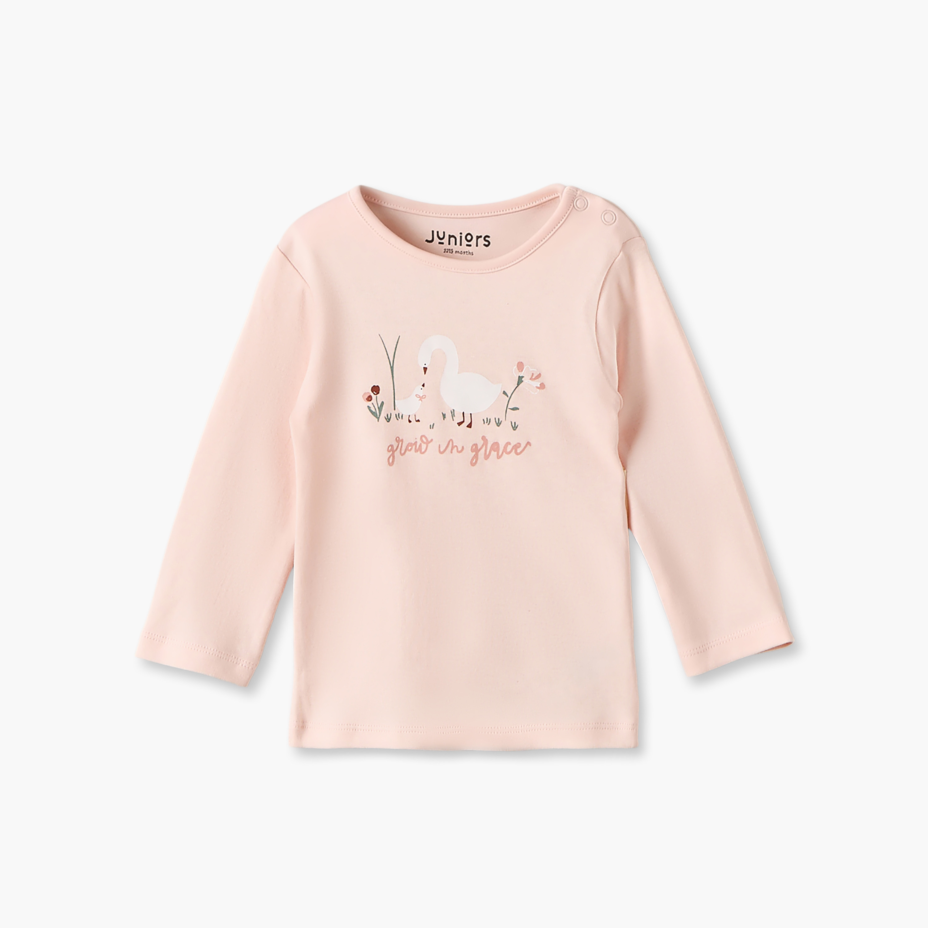 Juniors Cotton Crew Neck Long Sleeves Pyjama Set with Floral Print-baby-girls-clothing-nightwear-pyjamasets-image-2