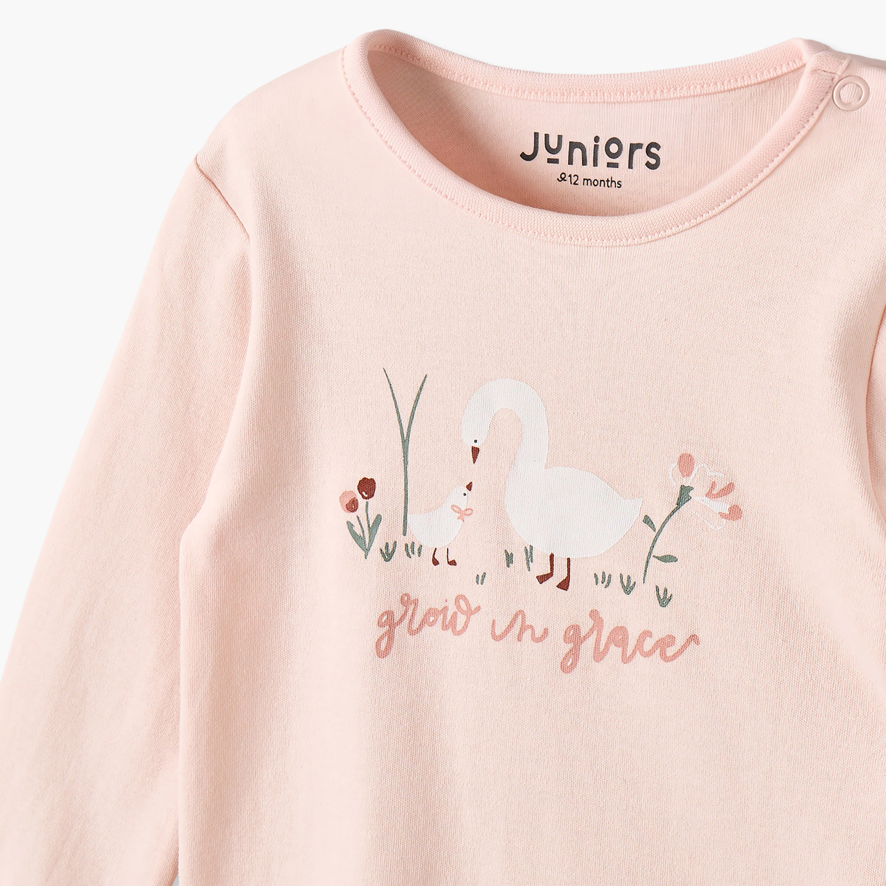 Juniors Cotton Crew Neck Long Sleeves Pyjama Set with Floral Print-baby-girls-clothing-nightwear-pyjamasets-image-8