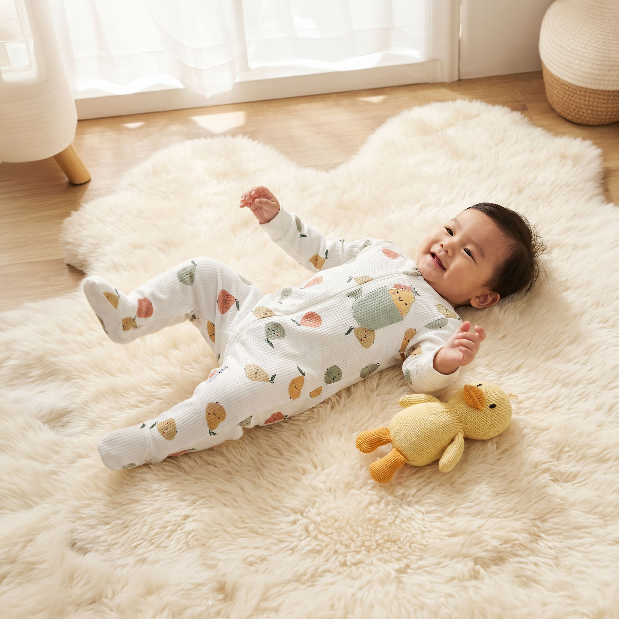 رومبر قطن بياقة دائرية وأكمام طويلة للبنات بطبعة فواكه-baby-boys-clothing-nightwear-sleepsuits-image-1
