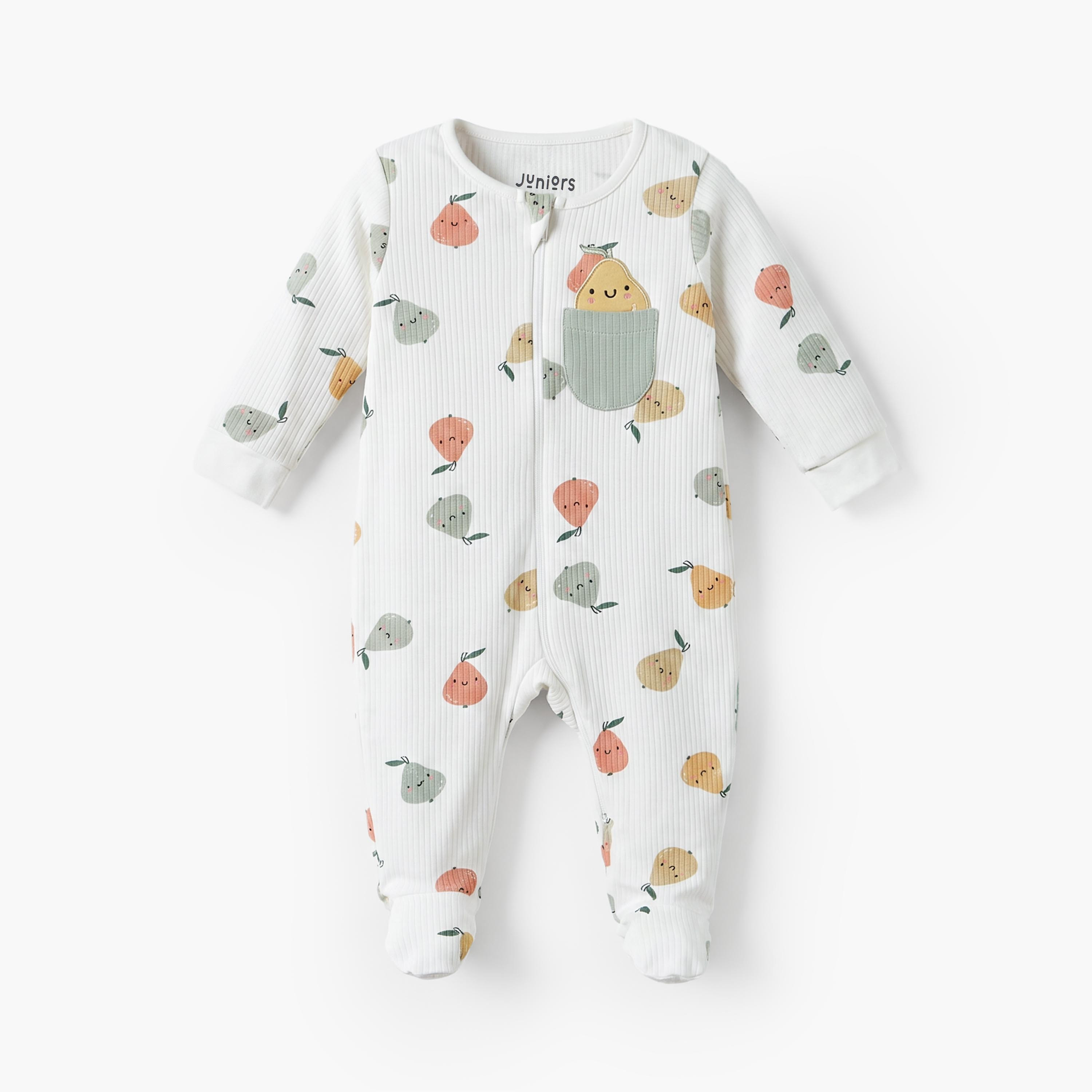 رومبر قطن بياقة دائرية وأكمام طويلة للبنات بطبعة فواكه-baby-boys-clothing-nightwear-sleepsuits-image-2