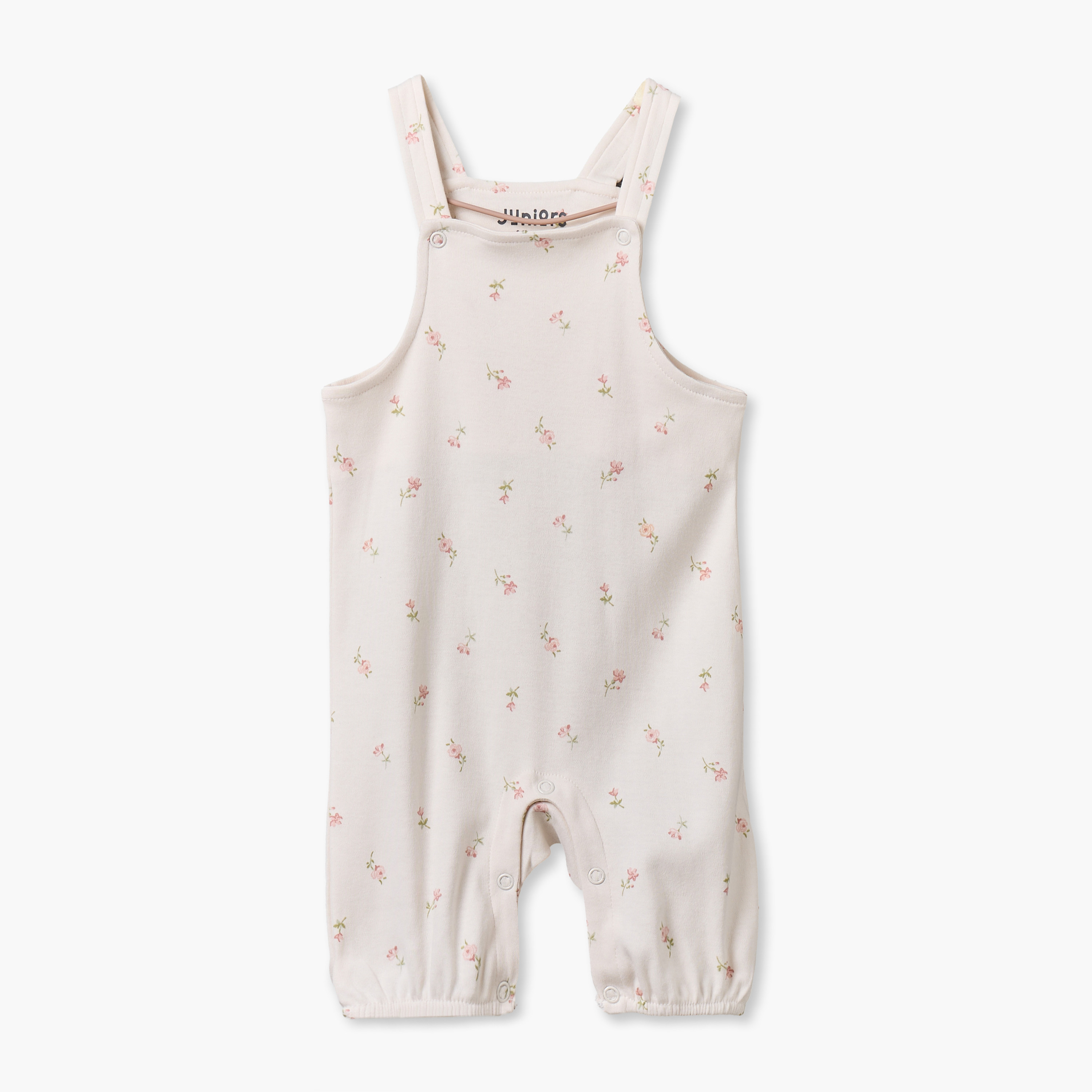 Juniors Crew Neck Short Sleeves T-shirt and Dungaree Set with Floral Print-baby-girls-clothing-setsandcoords-image-3