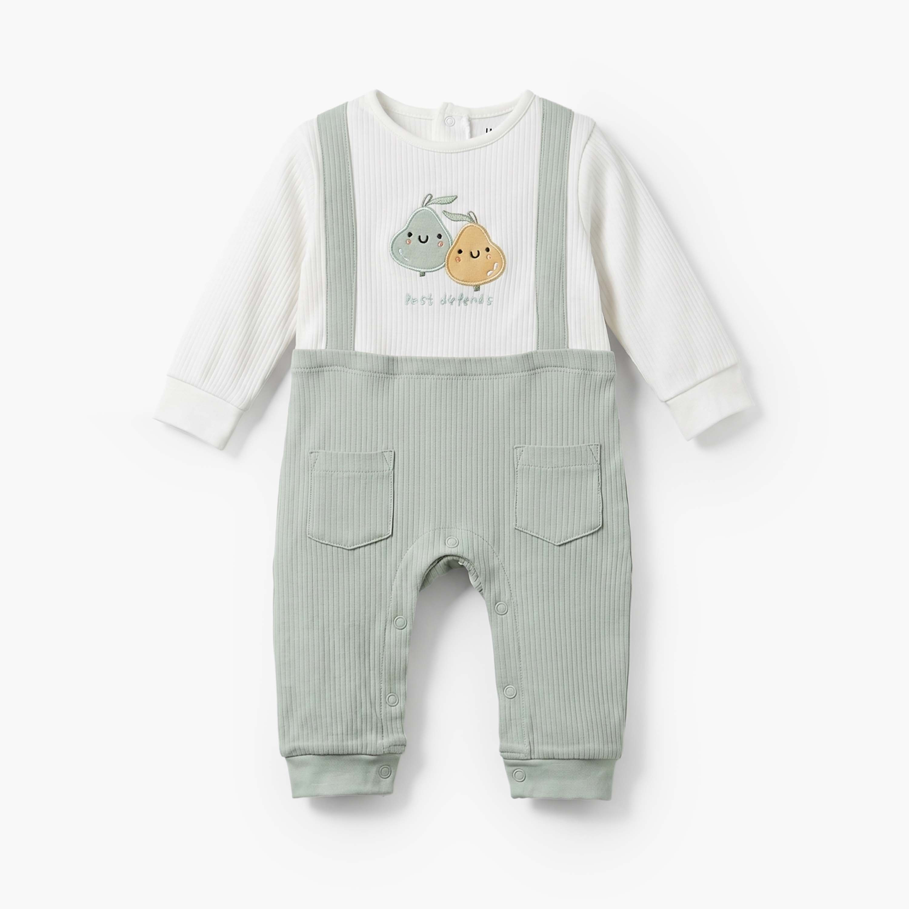 بدلة نوم قطن برقبة ضيقة وأكمام طويلة وتطريز فواكه من جونيورز-baby-boys-clothing-nightwear-sleepsuits-image-2