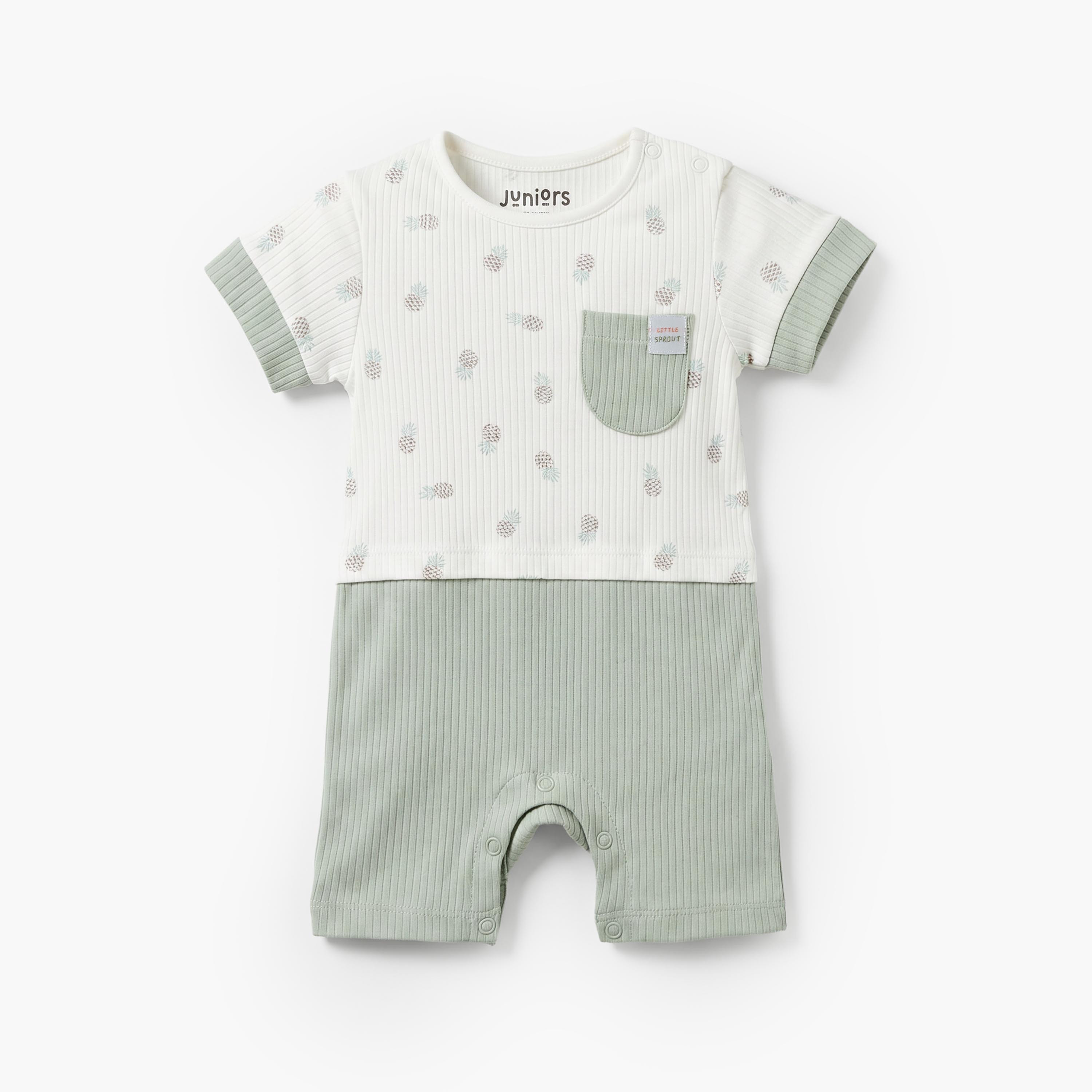 Juniors Crew Neck Short Sleeves Romper with Pineapple Print-baby-boys-clothing-rompers-image-2