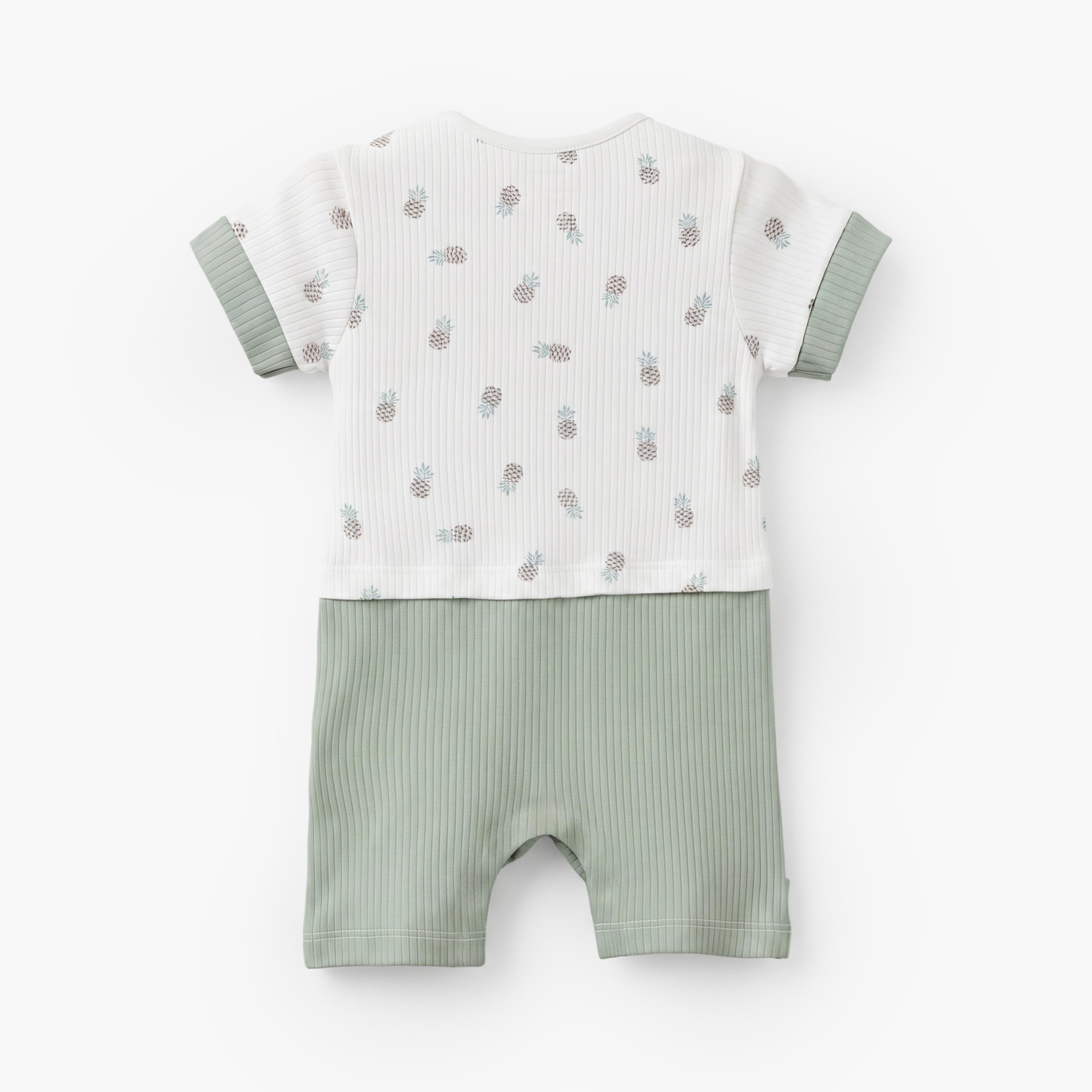 Juniors Crew Neck Short Sleeves Romper with Pineapple Print-baby-boys-clothing-rompers-image-3