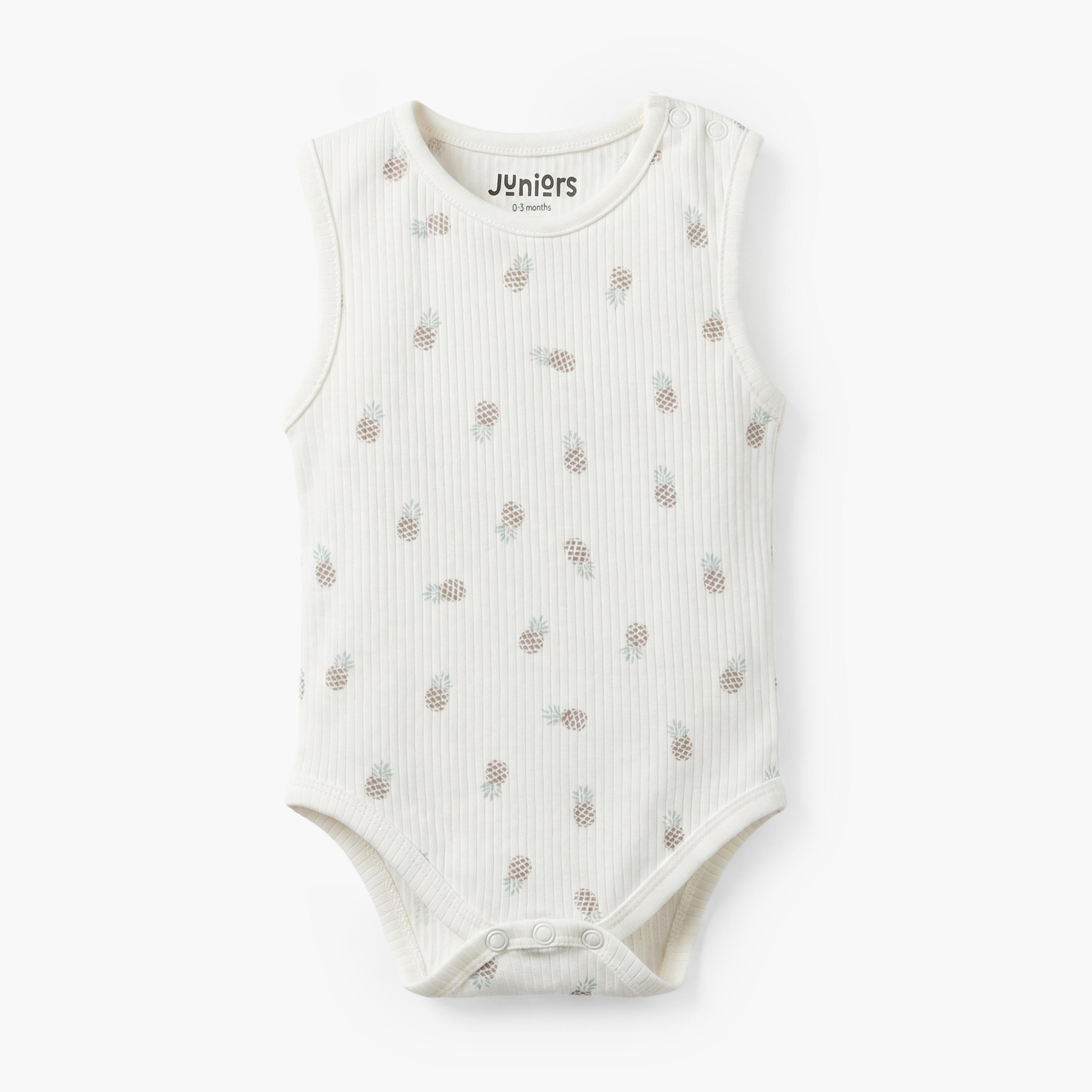 Pack of 2 Juniors Crew Neck Sleeveless Bodysuit with Fruit Detail-baby-boys-clothing-bodysuits-image-4