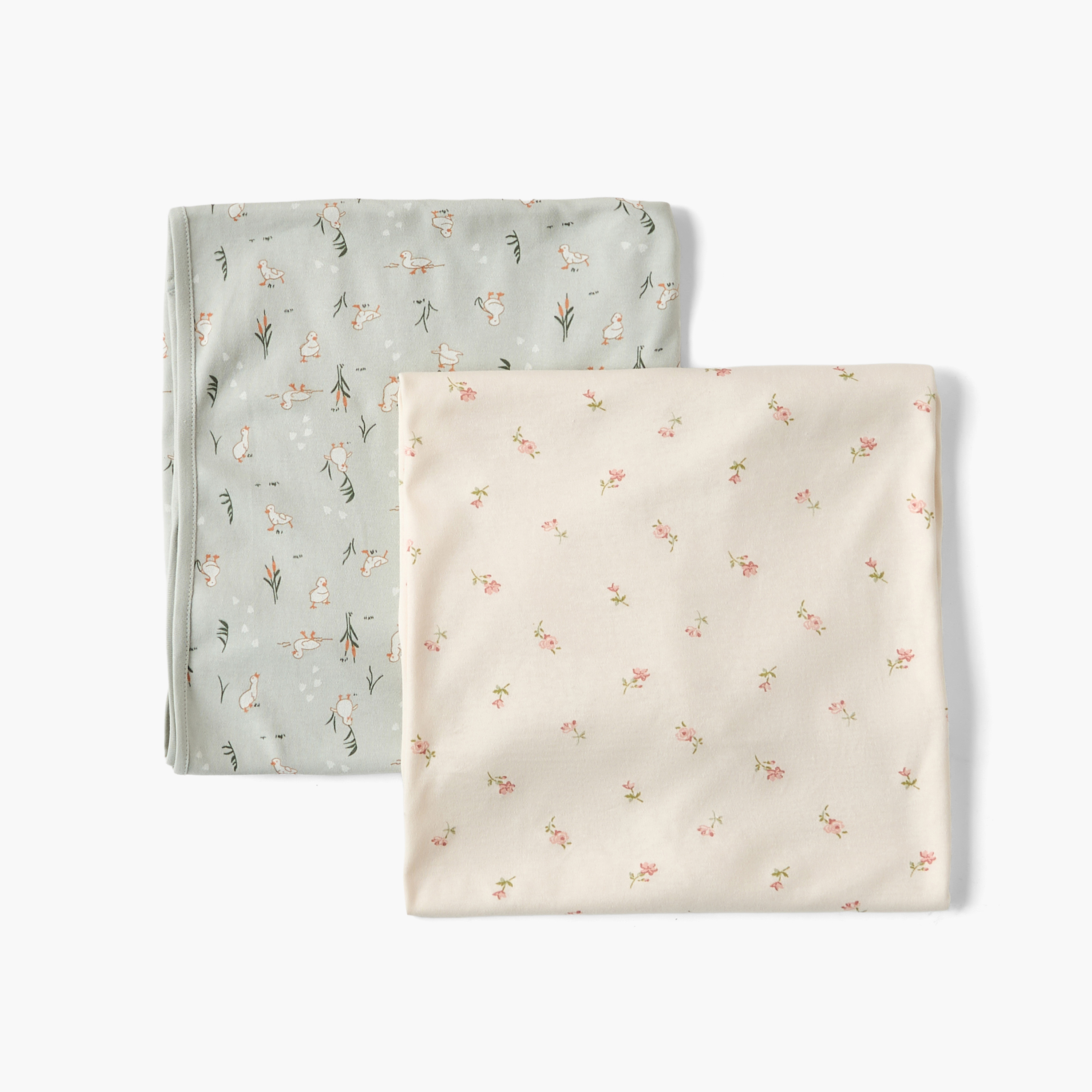 بطانيات حديثي ولادة قطن بطبعات أزهار من جونيورز - عبوة من قطعتين-baby-nursery-blanketsandswaddles-receivingblankets-image-3