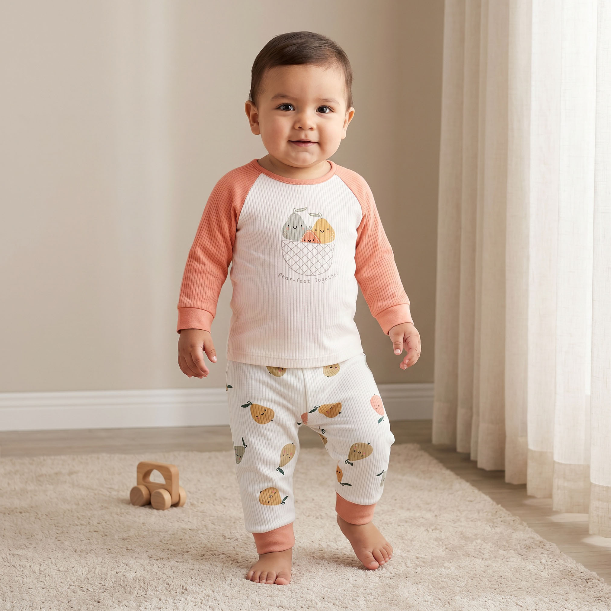 طقم بيجاما قطن برقبة مستديرة وأكمام طويلة وطبعات من جونيورز-baby-boys-clothing-nightwear-pyjamasets-image-1