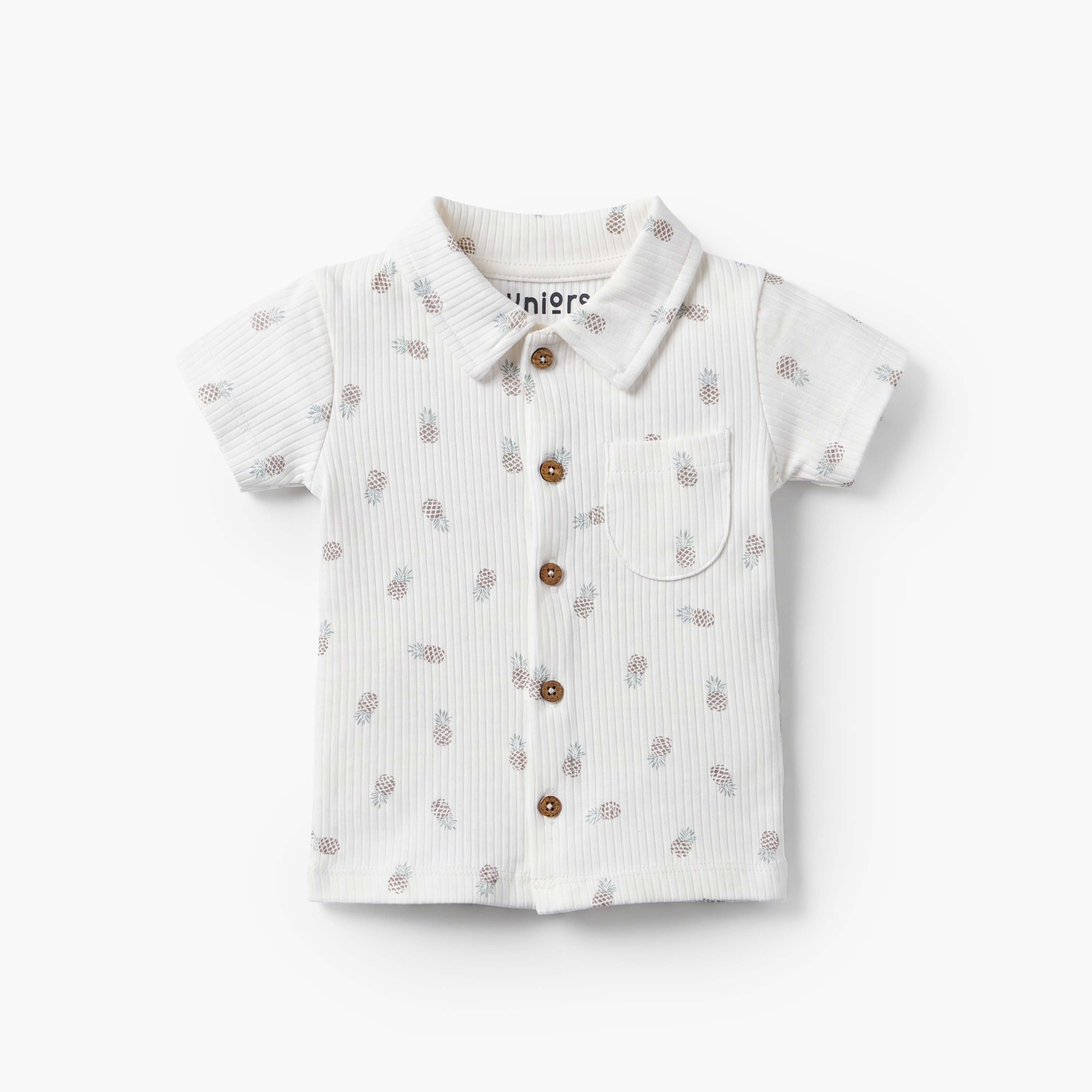 طقم شورت بأكمام قصيرة وياقة قطنية للبنات بطبعة أناناس-baby-boys-clothing-nightwear-pyjamasets-image-3