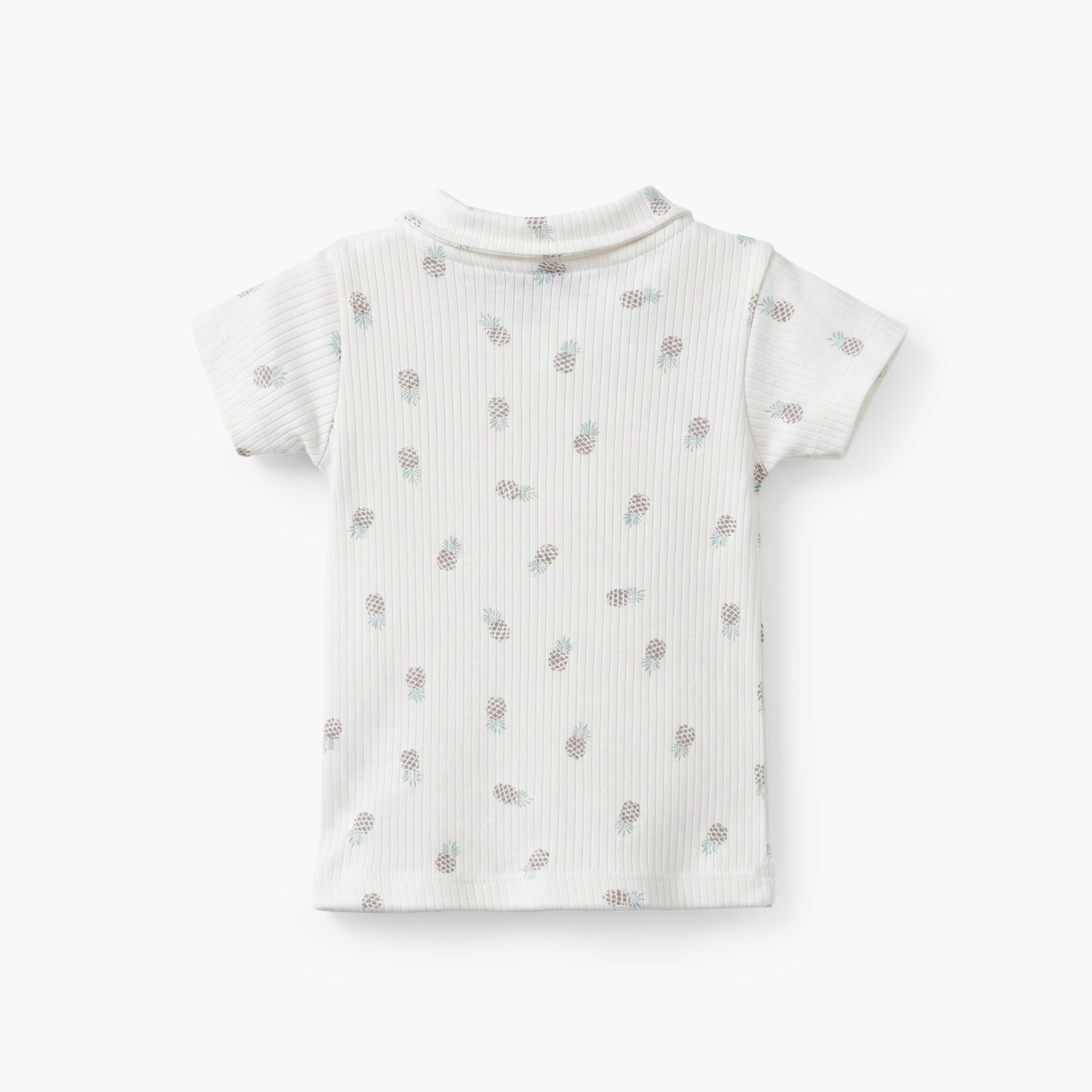 طقم شورت بأكمام قصيرة وياقة قطنية للبنات بطبعة أناناس-baby-boys-clothing-nightwear-pyjamasets-image-4