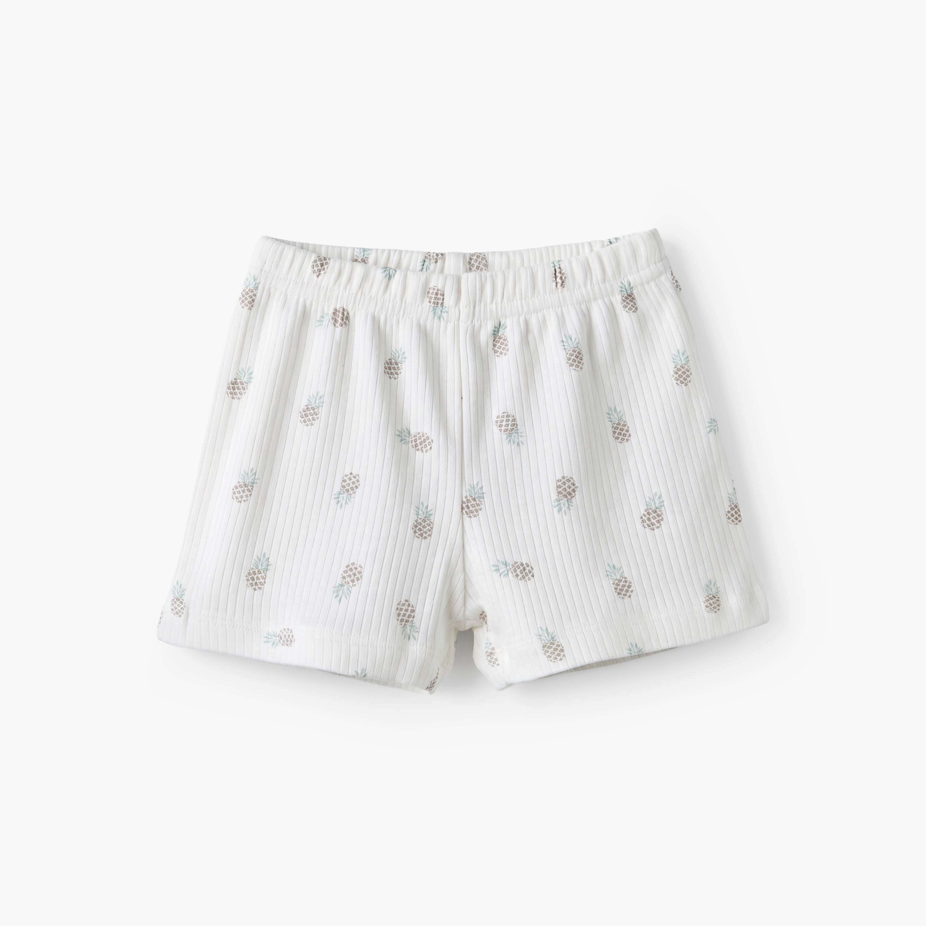 طقم شورت بأكمام قصيرة وياقة قطنية للبنات بطبعة أناناس-baby-boys-clothing-nightwear-pyjamasets-image-5