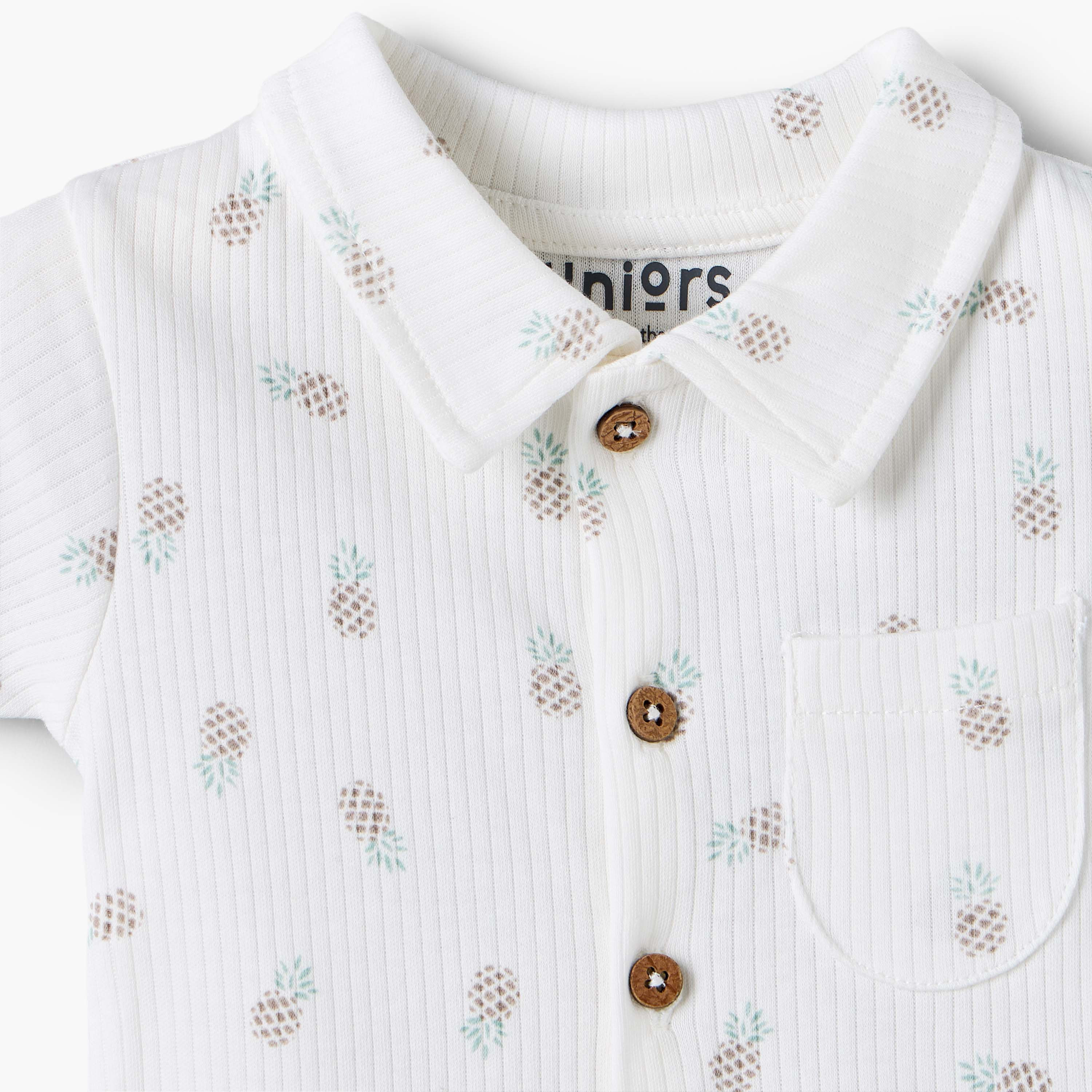 طقم شورت بأكمام قصيرة وياقة قطنية للبنات بطبعة أناناس-baby-boys-clothing-nightwear-pyjamasets-image-6