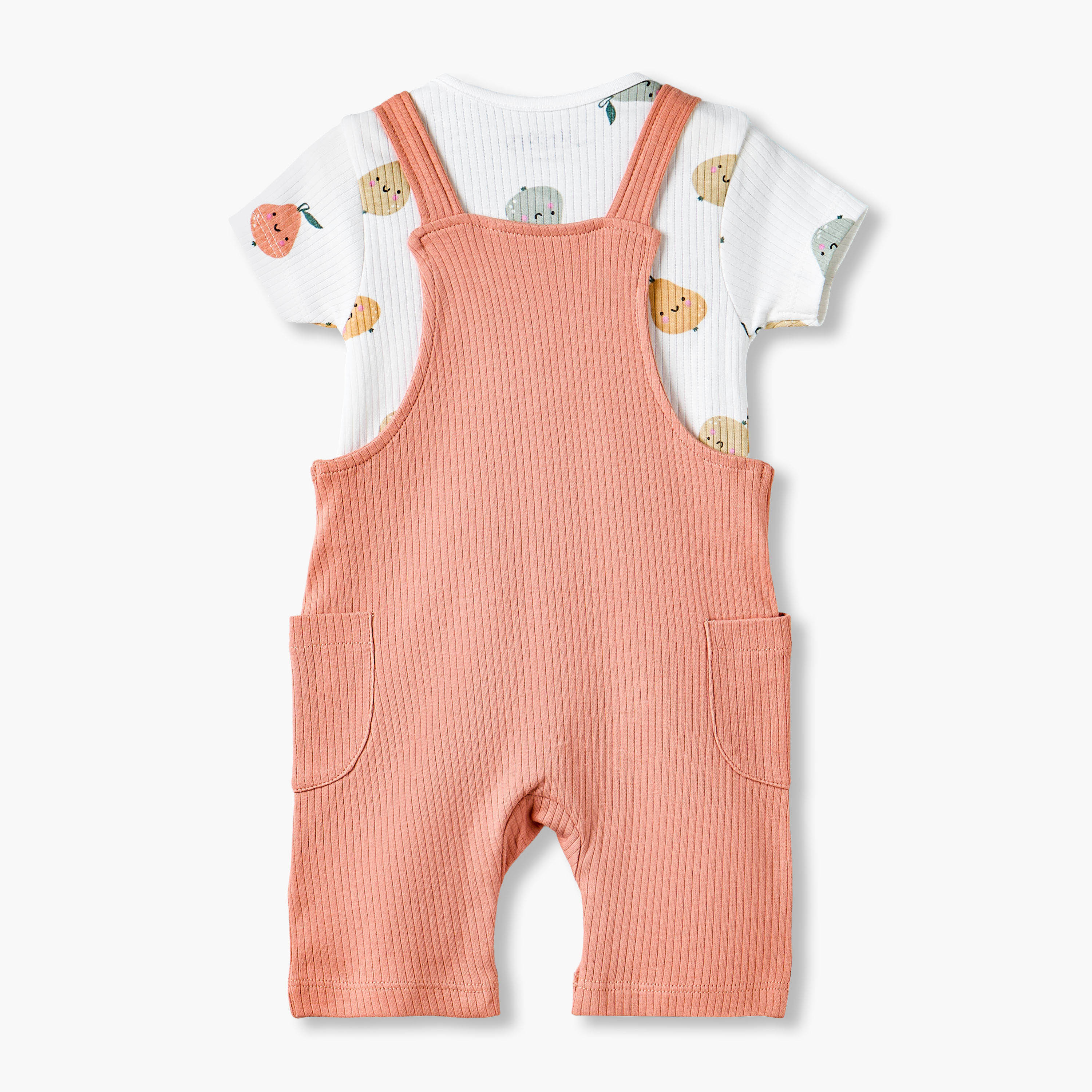 طقم تيشيرت بياقة ضيقة وأكمام قصيرة مع دنغري بطبعات فواكه من جونيورز-baby-boys-clothing-setsandcoords-image-3