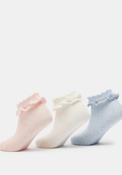 Ruffle Detailed Ankle Length Socks - Set of 3