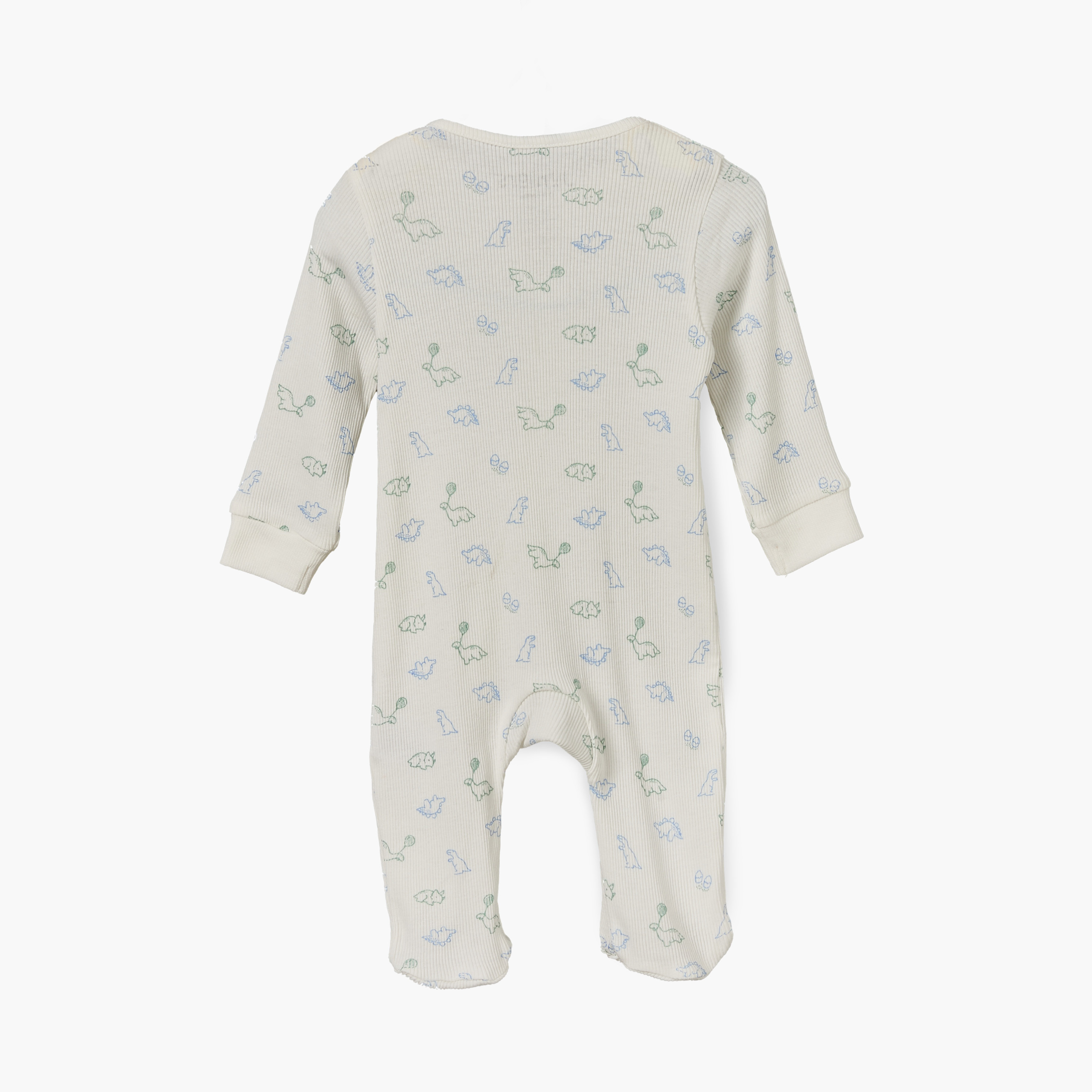 بدلة نوم قطن قطن بياقة مستديرة وأكمام طويلة وطبعات ديناصور من جونيورز-baby-boys-clothing-nightwear-sleepsuits-image-3