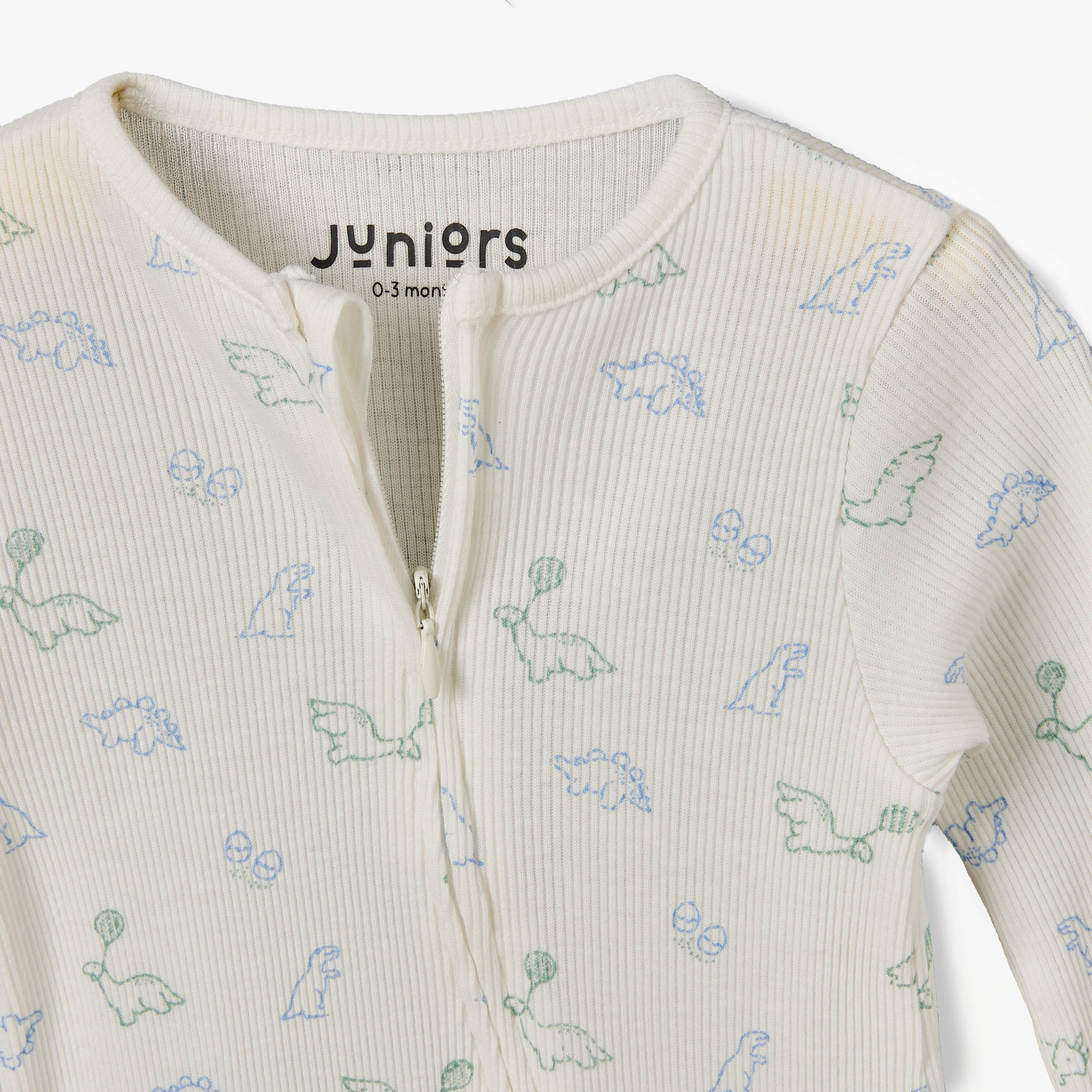 بدلة نوم قطن قطن بياقة مستديرة وأكمام طويلة وطبعات ديناصور من جونيورز-baby-boys-clothing-nightwear-sleepsuits-image-4