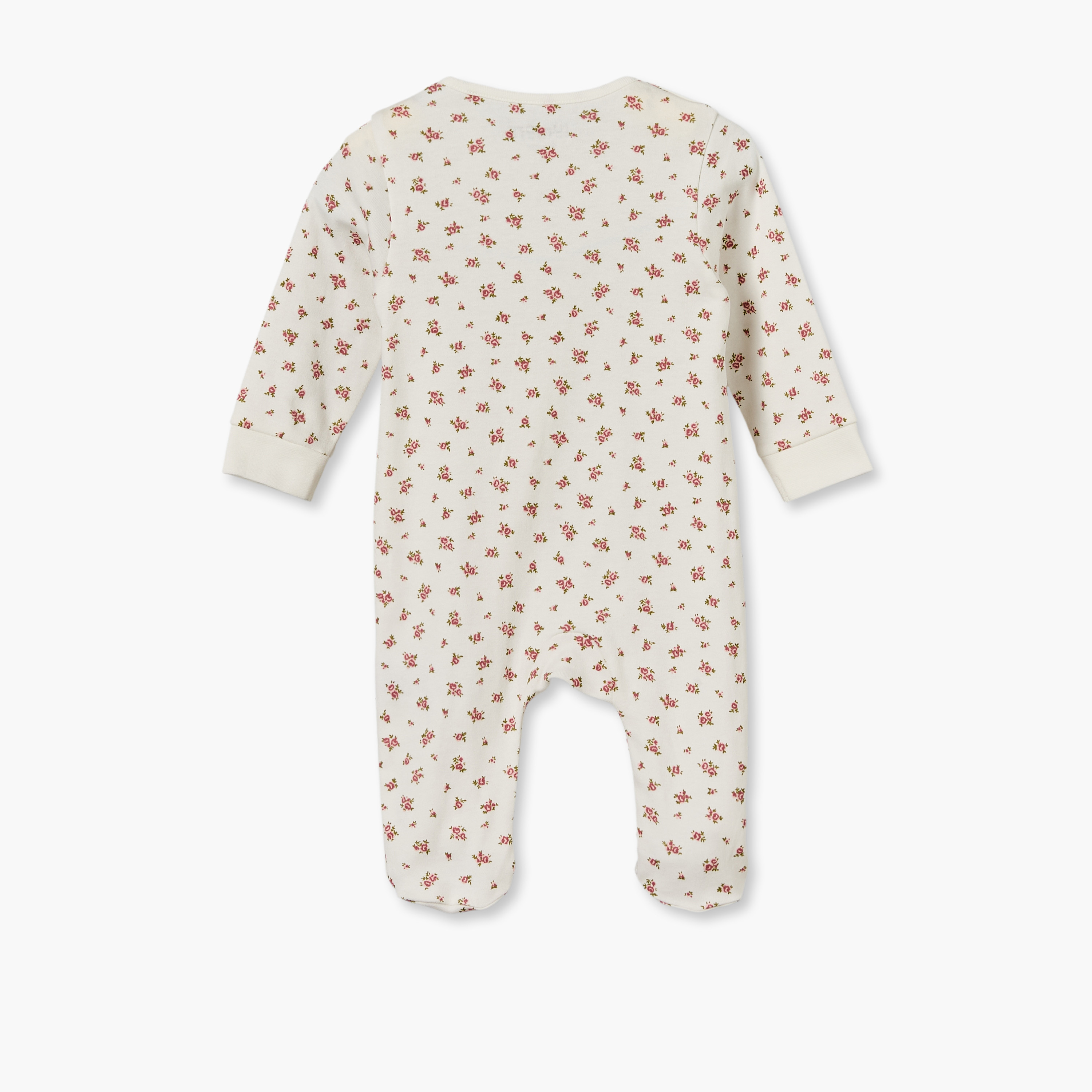 بدلة نوم قطن بياقة مستديرة وأكمام طويلة وطبعات زهرية من جونيورز-baby-girls-clothing-nightwear-sleepsuits-image-3