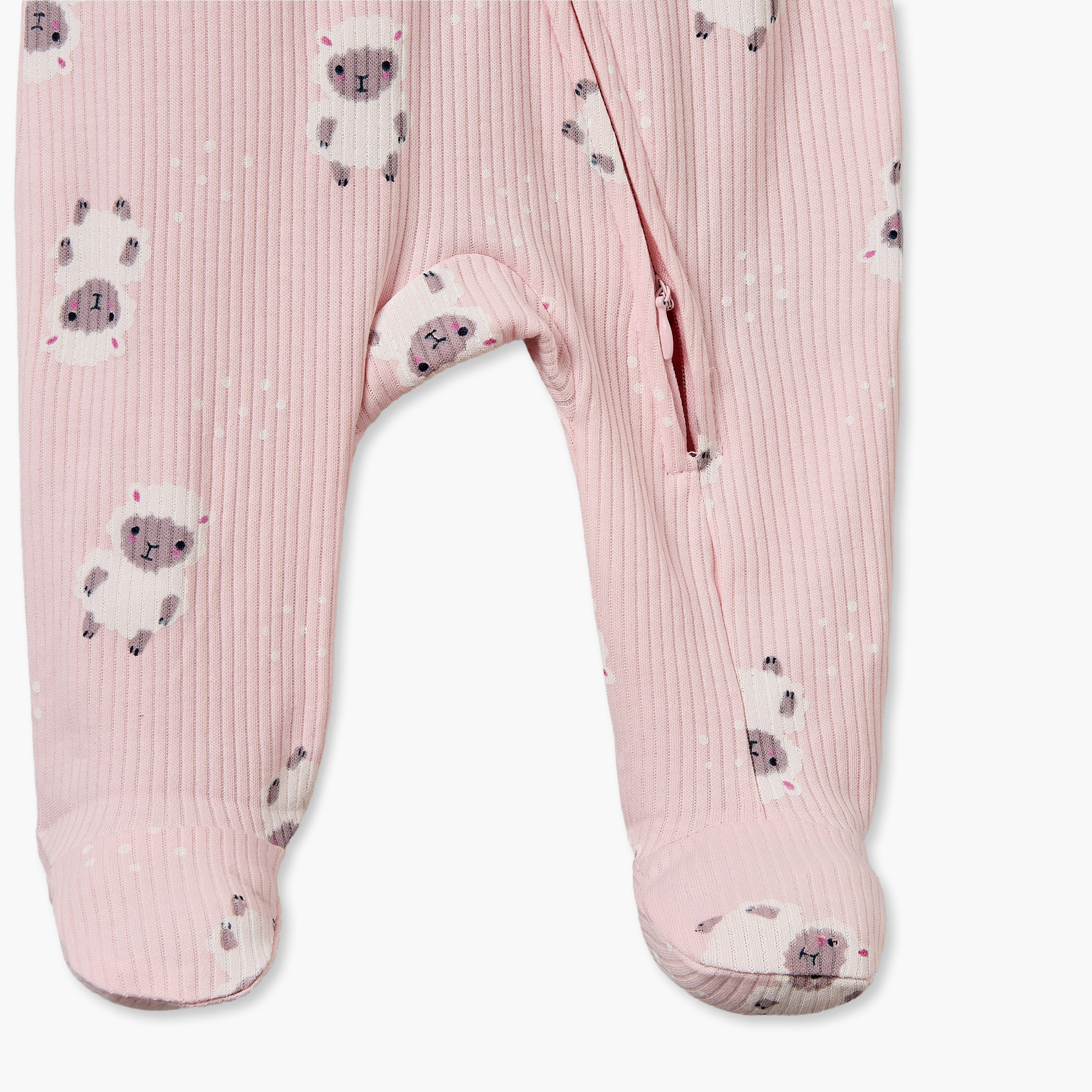 Juniors Cotton Crew Neck Long Sleeves Sleepsuit with Sheep Print-baby-girls-clothing-nightwear-sleepsuits-image-5