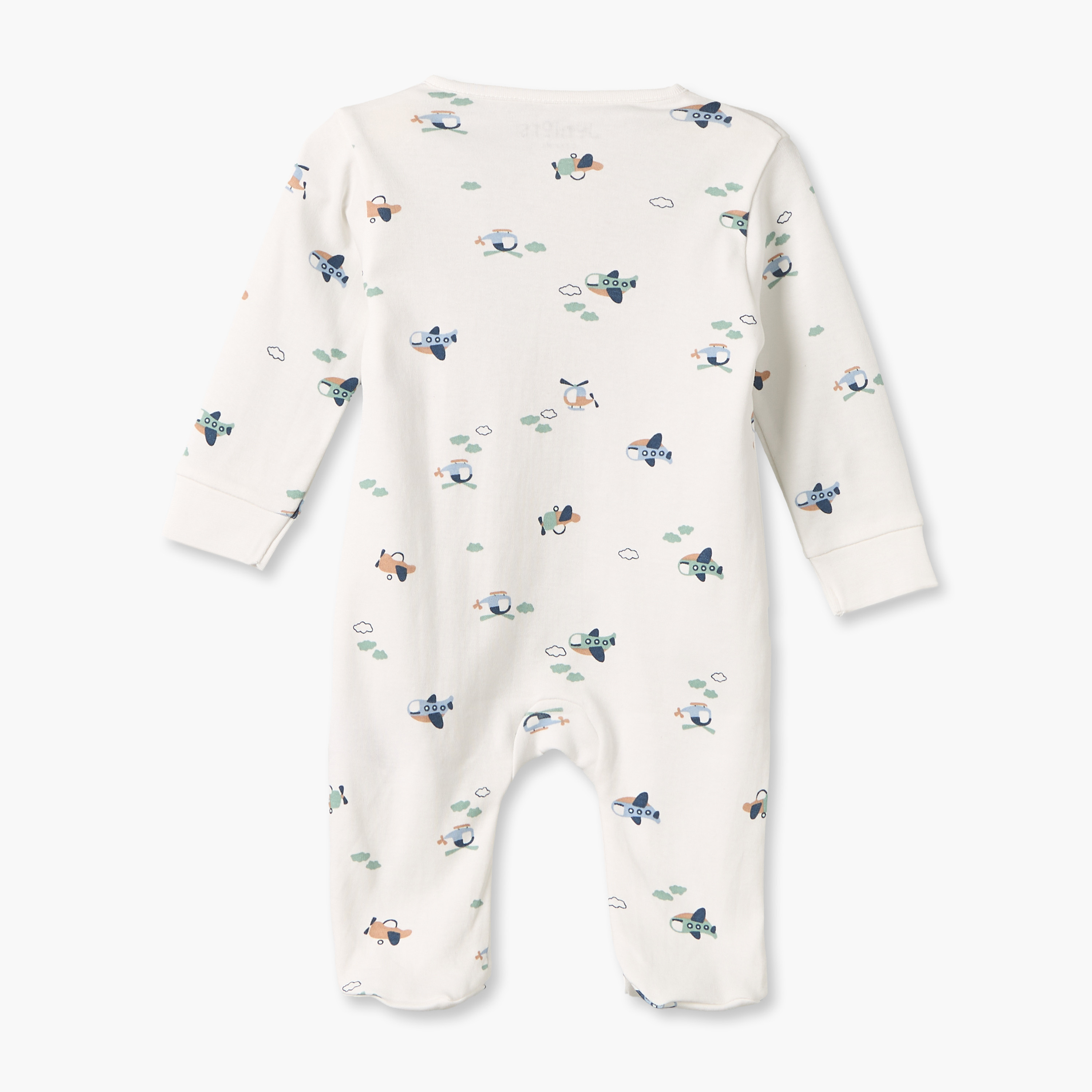 Juniors Cotton Crew Neck Long Sleeves Sleepsuit with Zip Closure-baby-boys-clothing-nightwear-sleepsuits-image-2