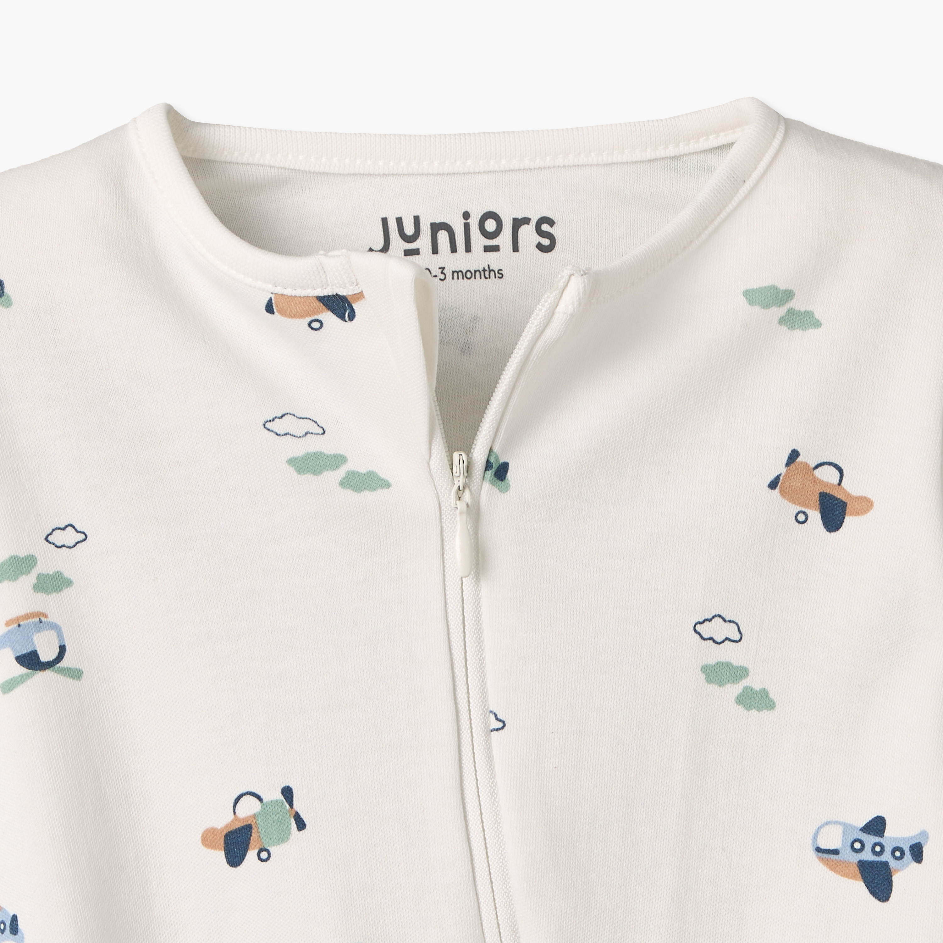 Juniors Cotton Crew Neck Long Sleeves Sleepsuit with Zip Closure-baby-boys-clothing-nightwear-sleepsuits-image-3