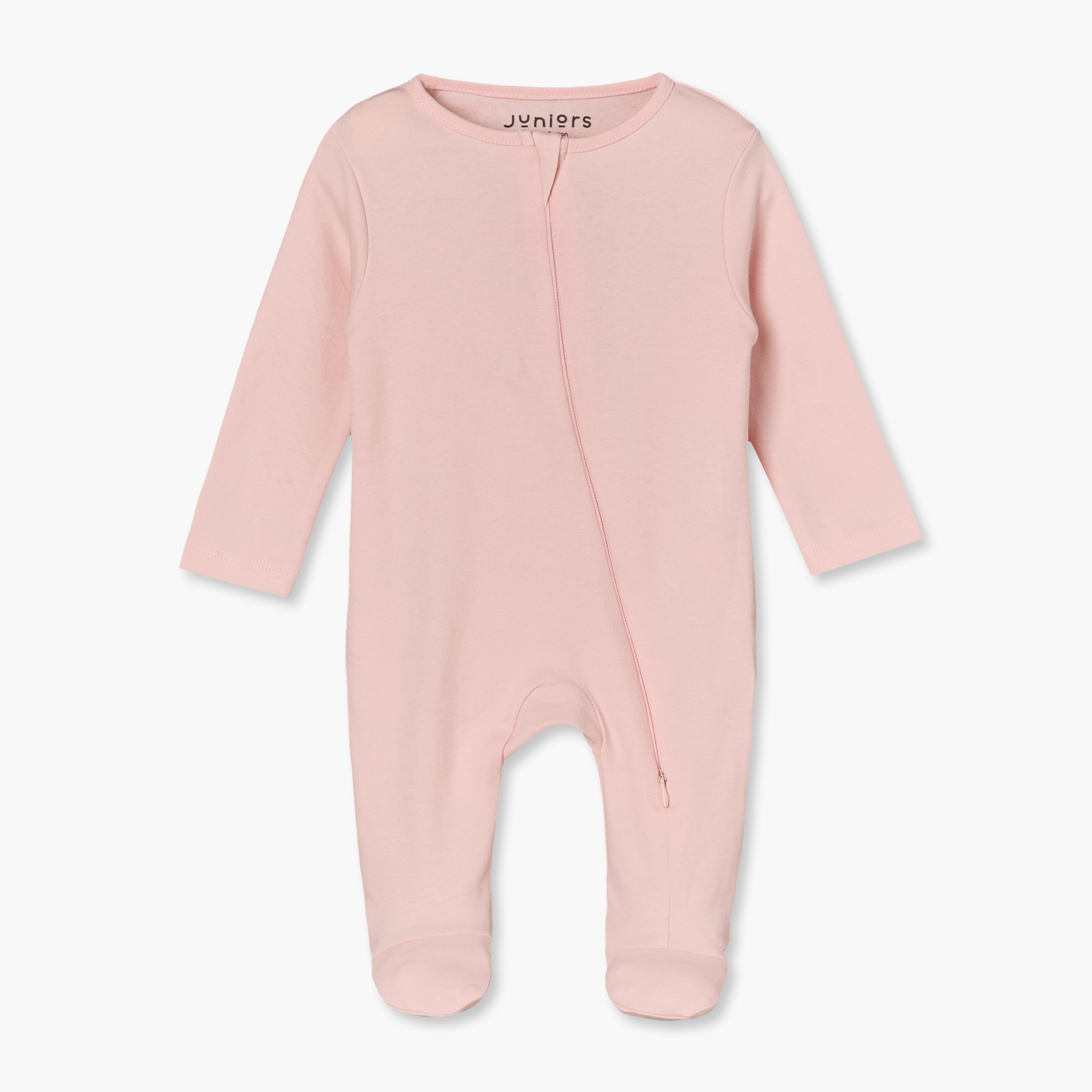 بدلة نوم قطن بياقة ضيقة وأكمام طويلة وسحّاب إغلاق من جونيورز - عبوة من 7 قطع-baby-girls-clothing-nightwear-sleepsuits-image-2