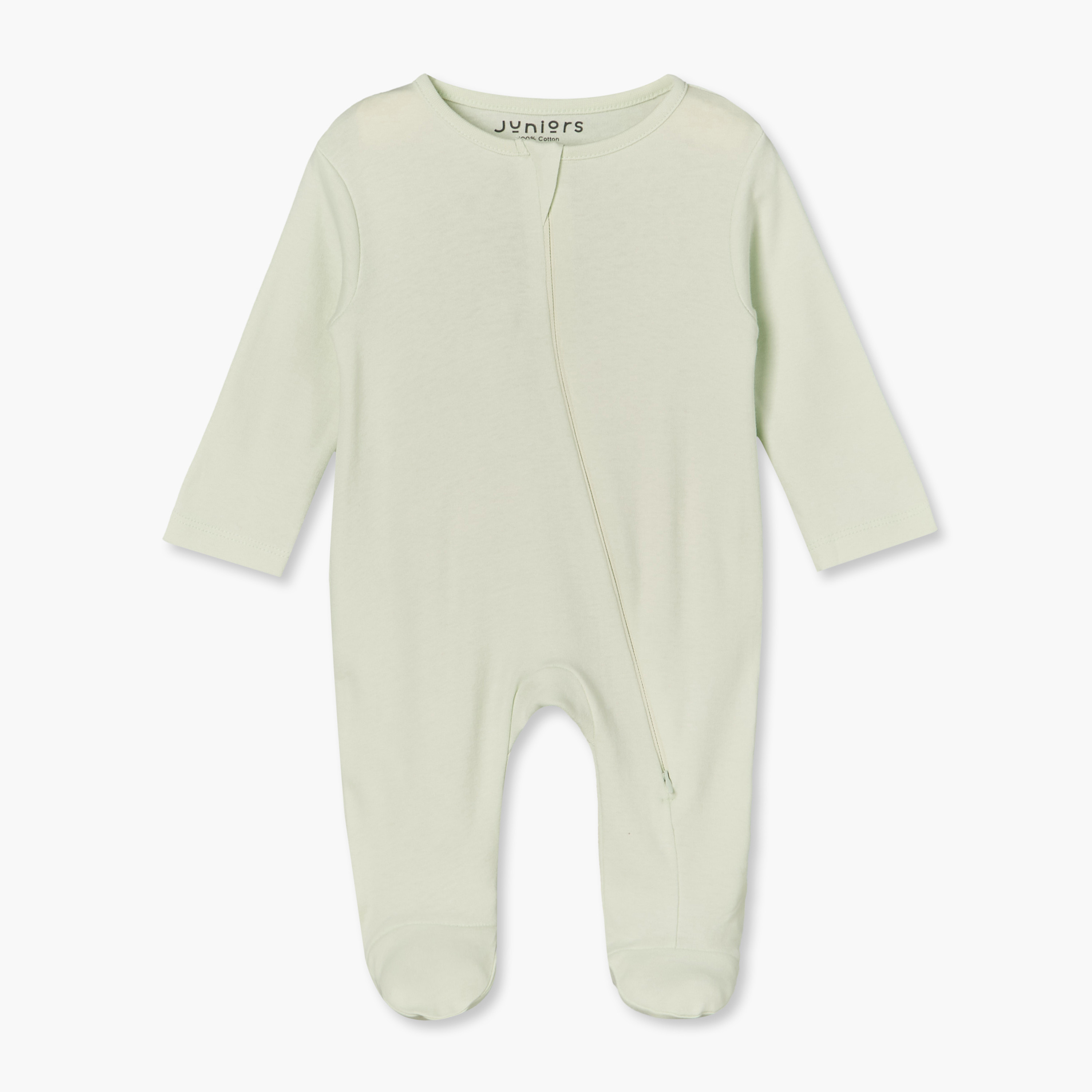 بدلة نوم قطن بياقة ضيقة وأكمام طويلة وسحّاب إغلاق من جونيورز - عبوة من 7 قطع-baby-girls-clothing-nightwear-sleepsuits-image-7