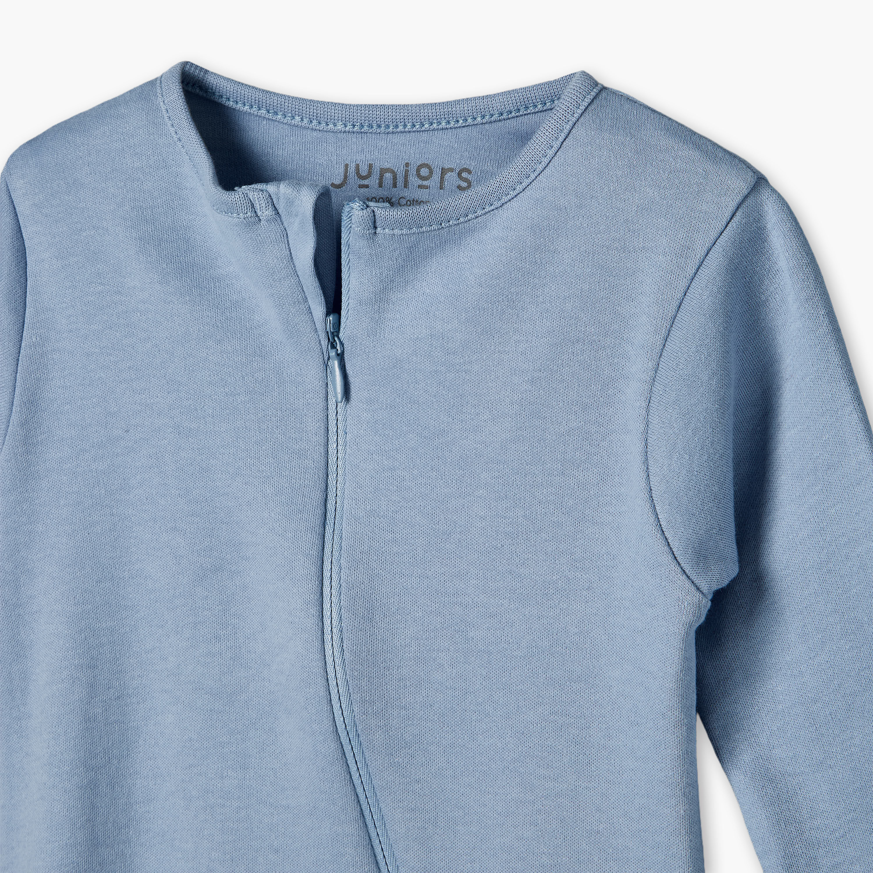 Pack of 7 Juniors Cotton Crew Neck Long Sleeves Sleepsuit with Zip Closure-baby-boys-clothing-nightwear-sleepsuits-image-10