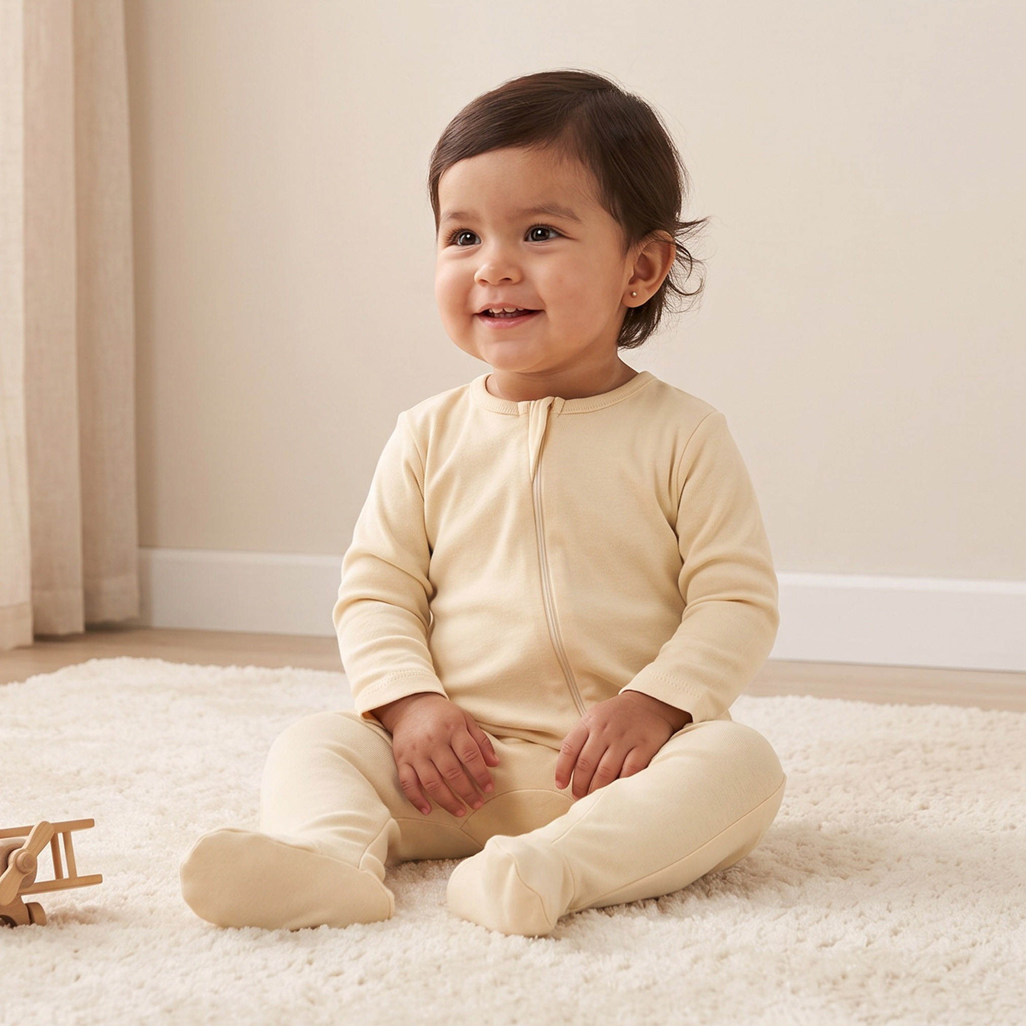 طقم بدلات نوم قطن بياقة ضيقة وأكمام طويلة وسحاب إغلاق 3 قطع من جونيورز-baby-girls-clothing-nightwear-sleepsuits-image-2