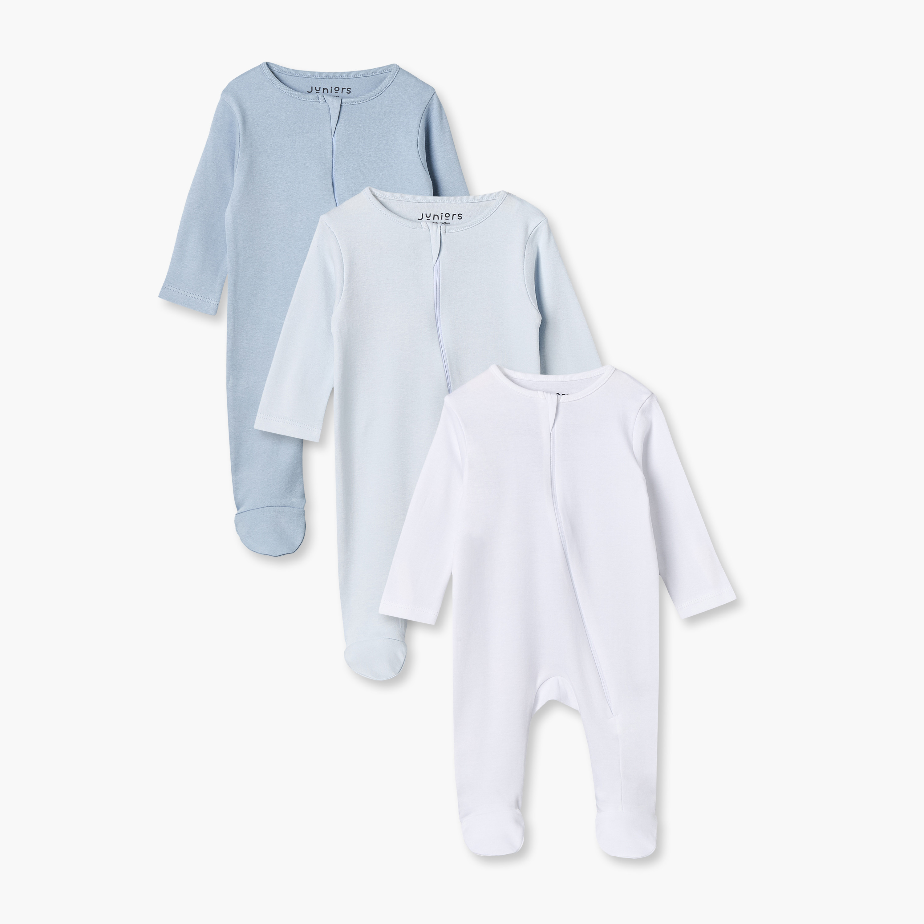 طقم من 3 - بدلة نوم بياقة ضيقة وأكمام طويلة وسحاب إغلاق من جونيورز-baby-boys-clothing-nightwear-sleepsuits-image-1