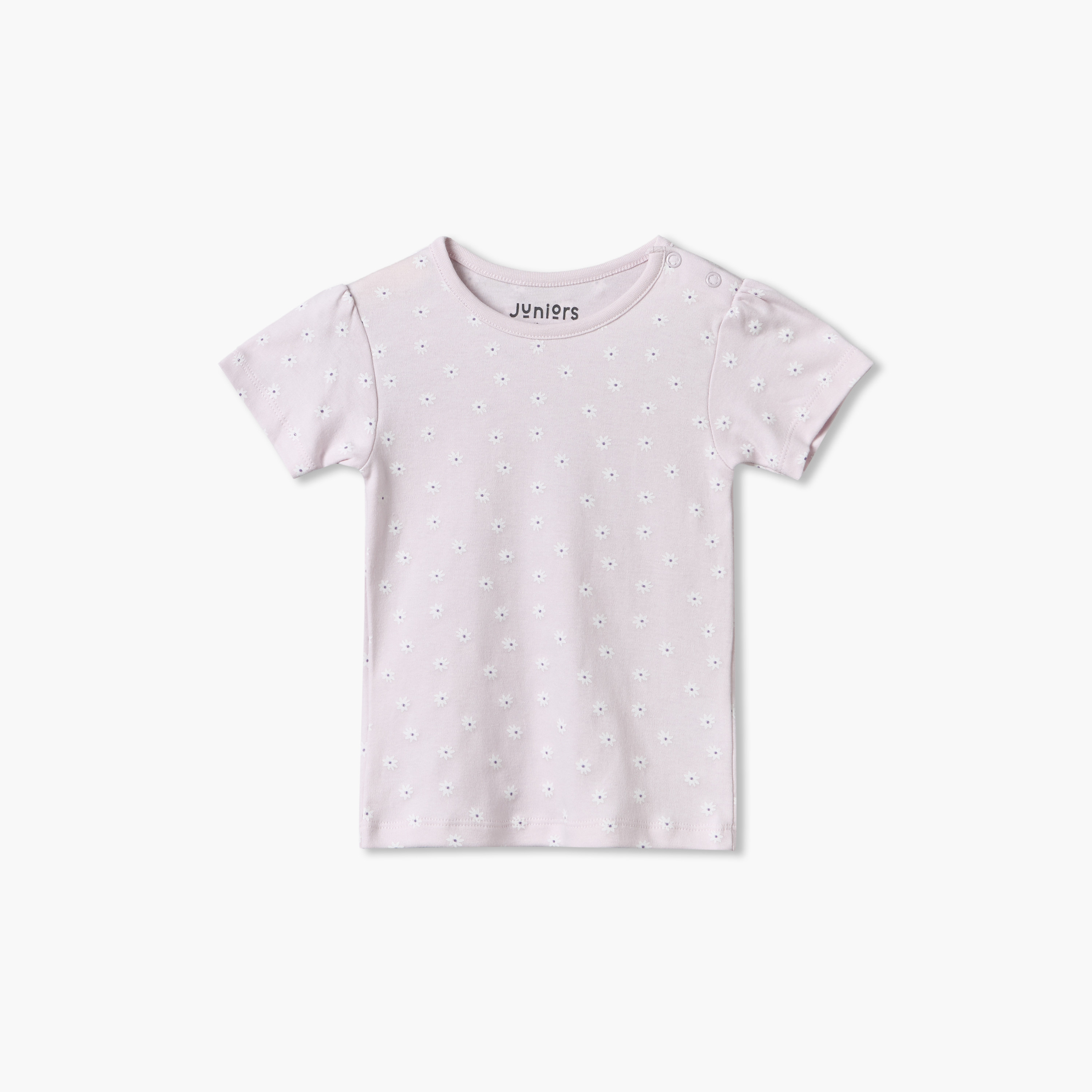 تيشيرتات بطبعات أزهار وياقة ضيقة وأكمام قصيرة من جونيورز - عبوة 5 قطع-girls-clothing-schoolwear-tshirts-image-2
