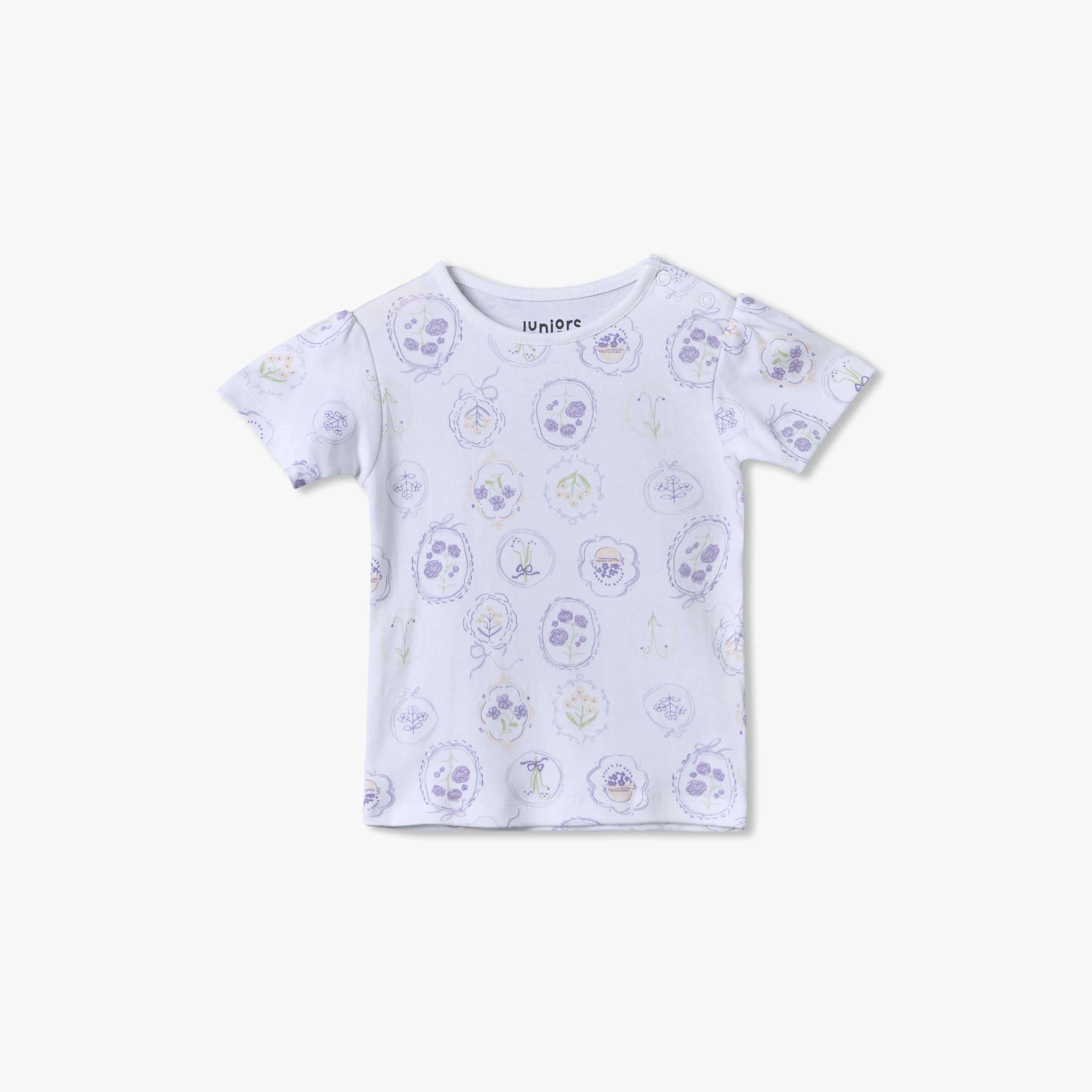 تيشيرتات بطبعات أزهار وياقة ضيقة وأكمام قصيرة من جونيورز - عبوة 5 قطع-girls-clothing-schoolwear-tshirts-image-4