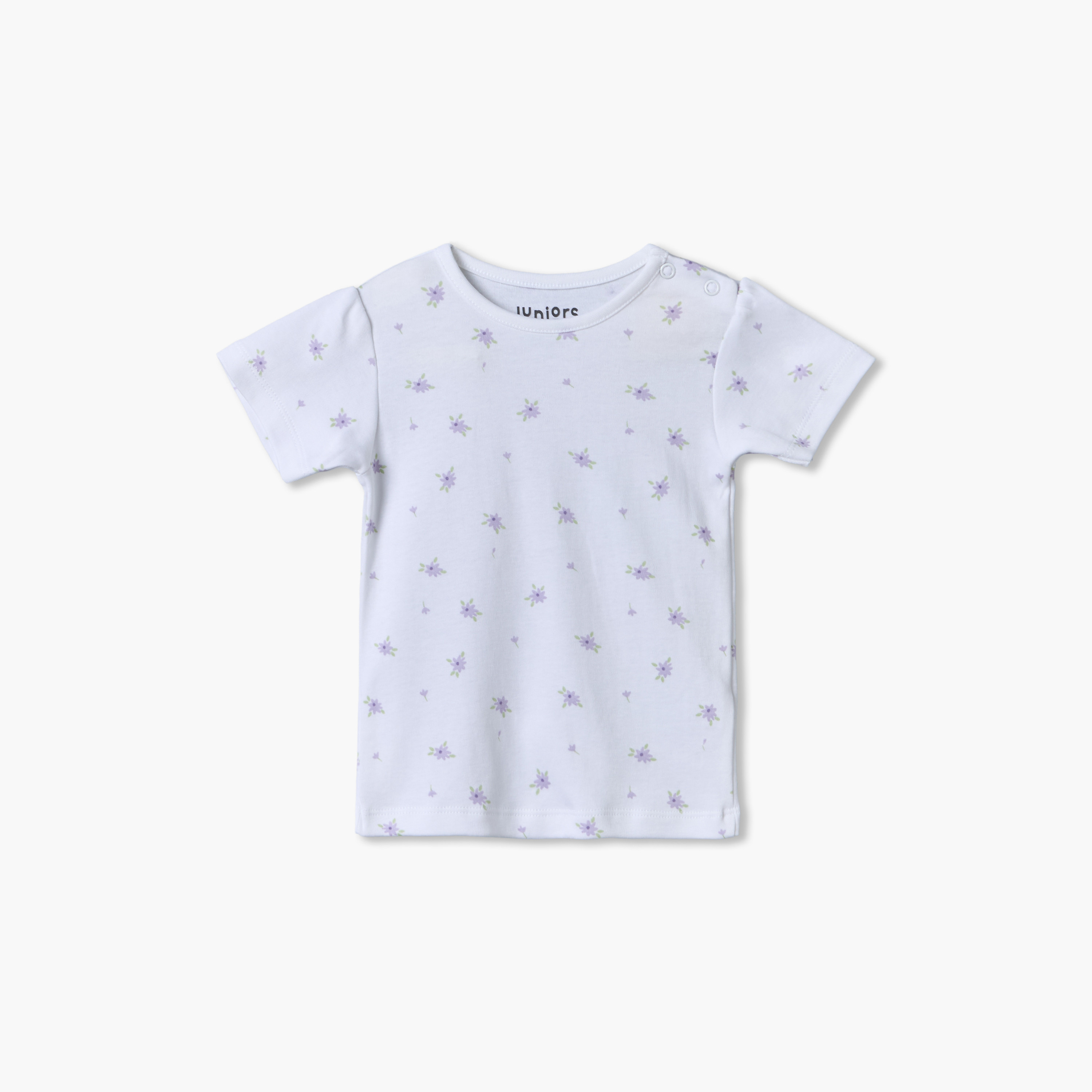 تيشيرتات بطبعات أزهار وياقة ضيقة وأكمام قصيرة من جونيورز - عبوة 5 قطع-girls-clothing-schoolwear-tshirts-image-5