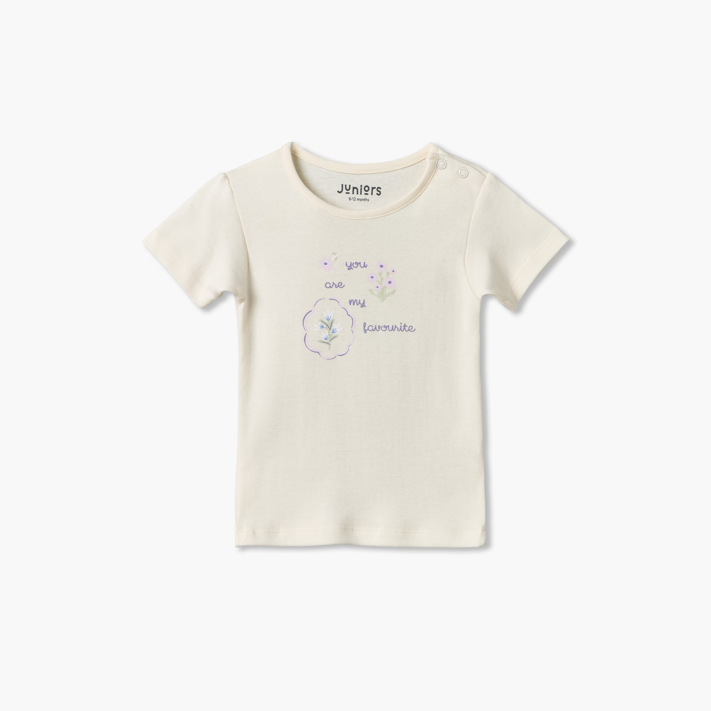 تيشيرتات بطبعات أزهار وياقة ضيقة وأكمام قصيرة من جونيورز - عبوة 5 قطع-girls-clothing-schoolwear-tshirts-image-6