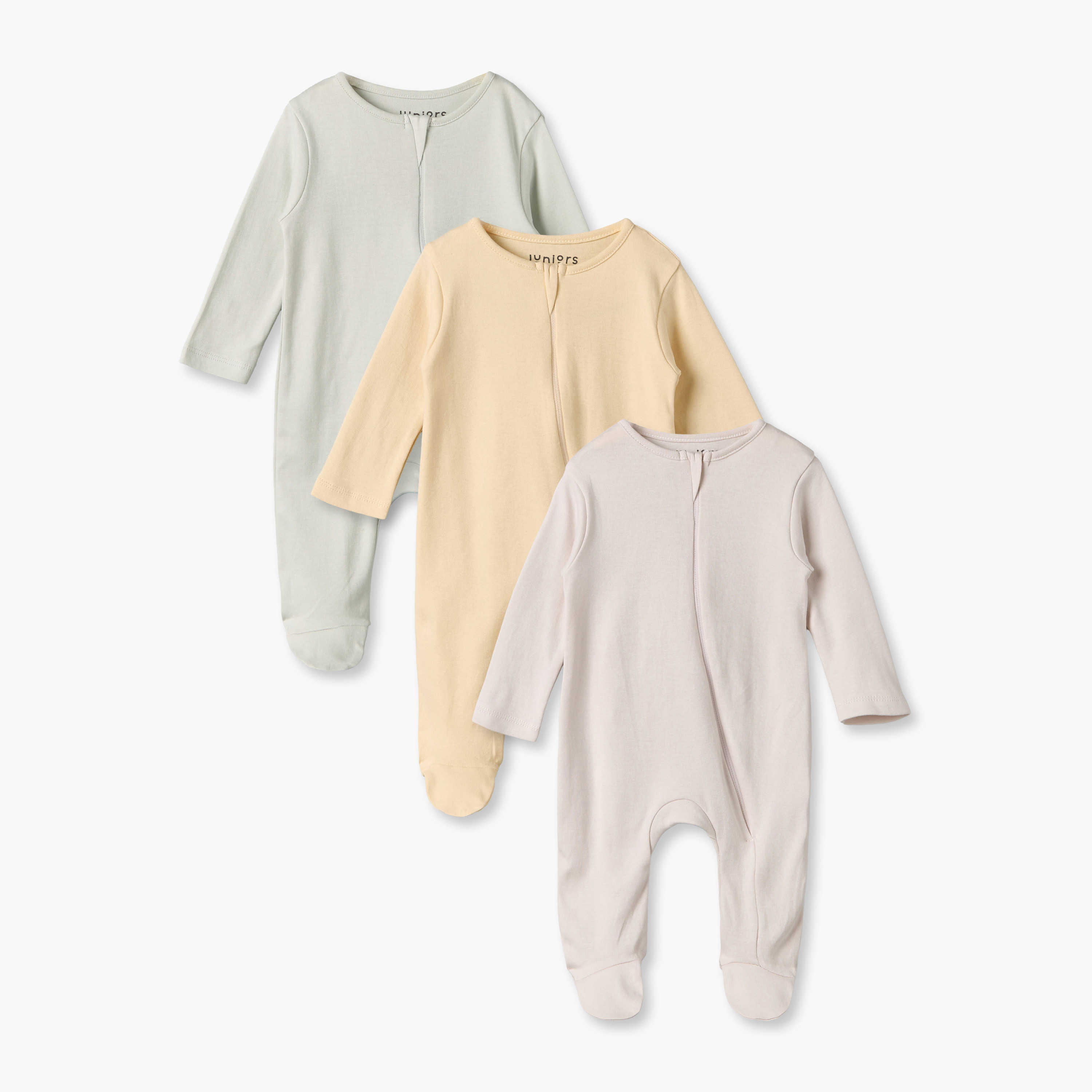 طقم بدلات نوم قطن بياقة ضيقة وأكمام طويلة وسحاب إغلاق 3 قطع من جونيورز-baby-boys-clothing-nightwear-sleepsuits-image-1