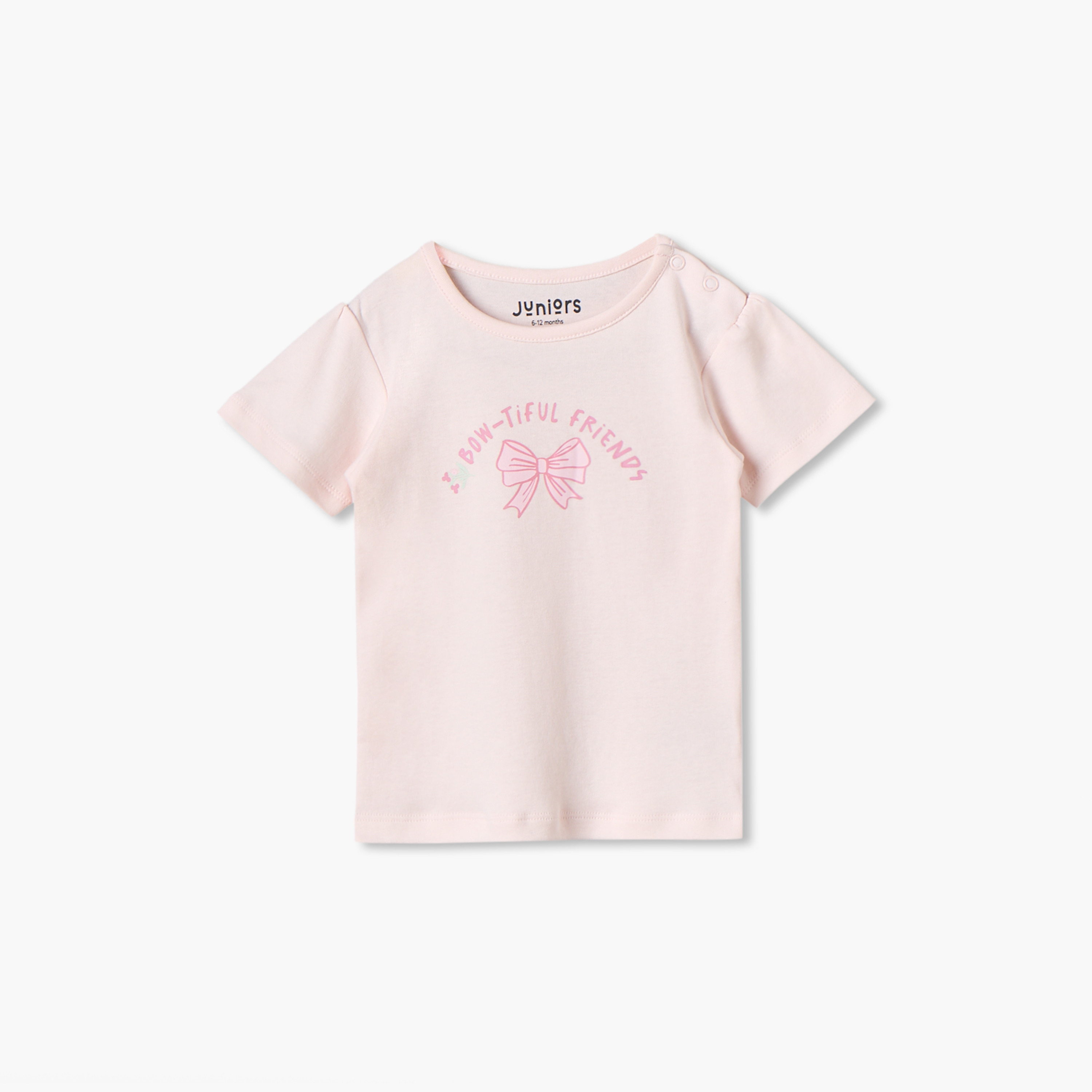 تيشيرت بياقة ضيقة وأكمام قصيرة بطبعات دب من جونيورز - عبوة من 5 قطع-girls-clothing-schoolwear-tshirts-image-5