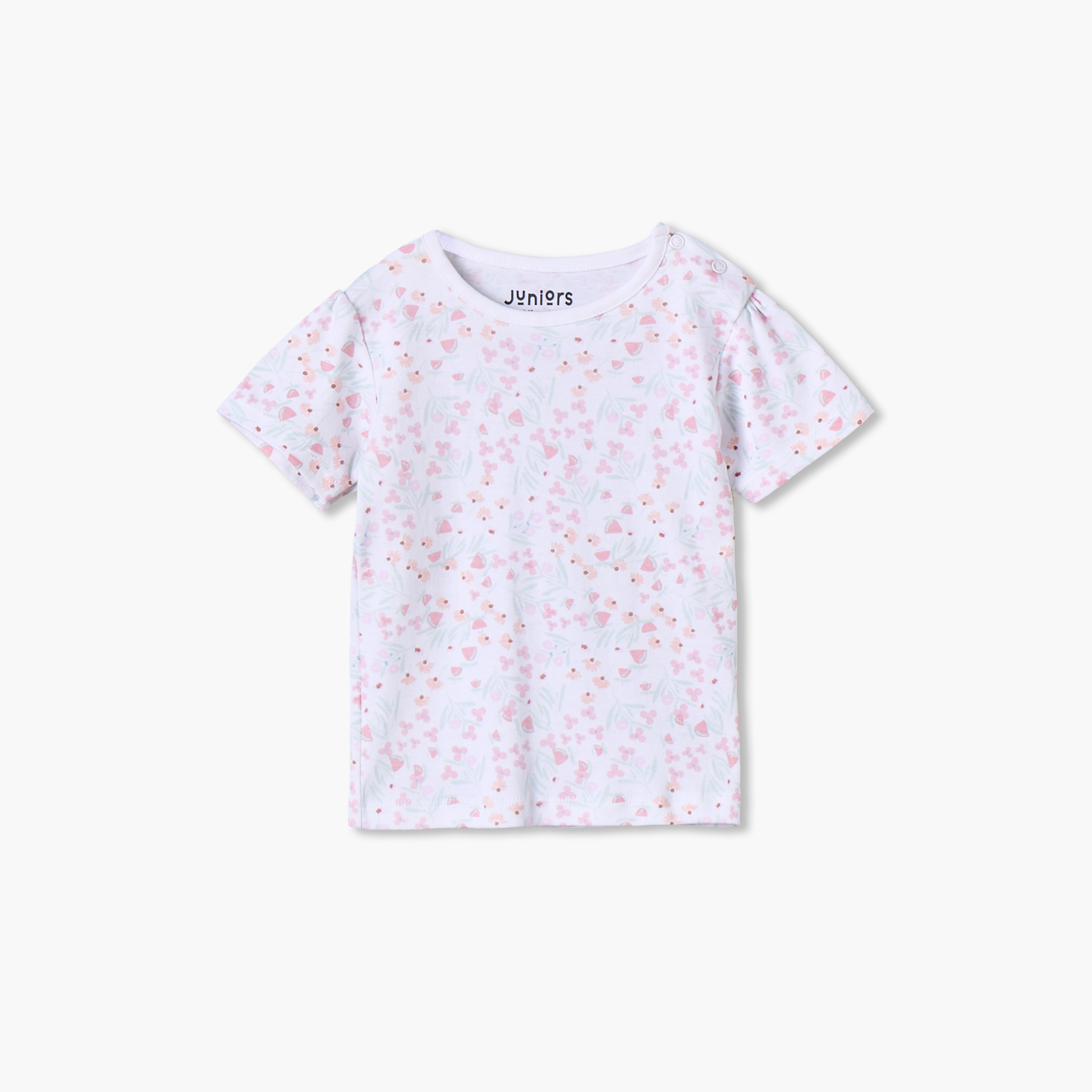 تيشيرت بياقة ضيقة وأكمام قصيرة بطبعات دب من جونيورز - عبوة من 5 قطع-girls-clothing-schoolwear-tshirts-image-7