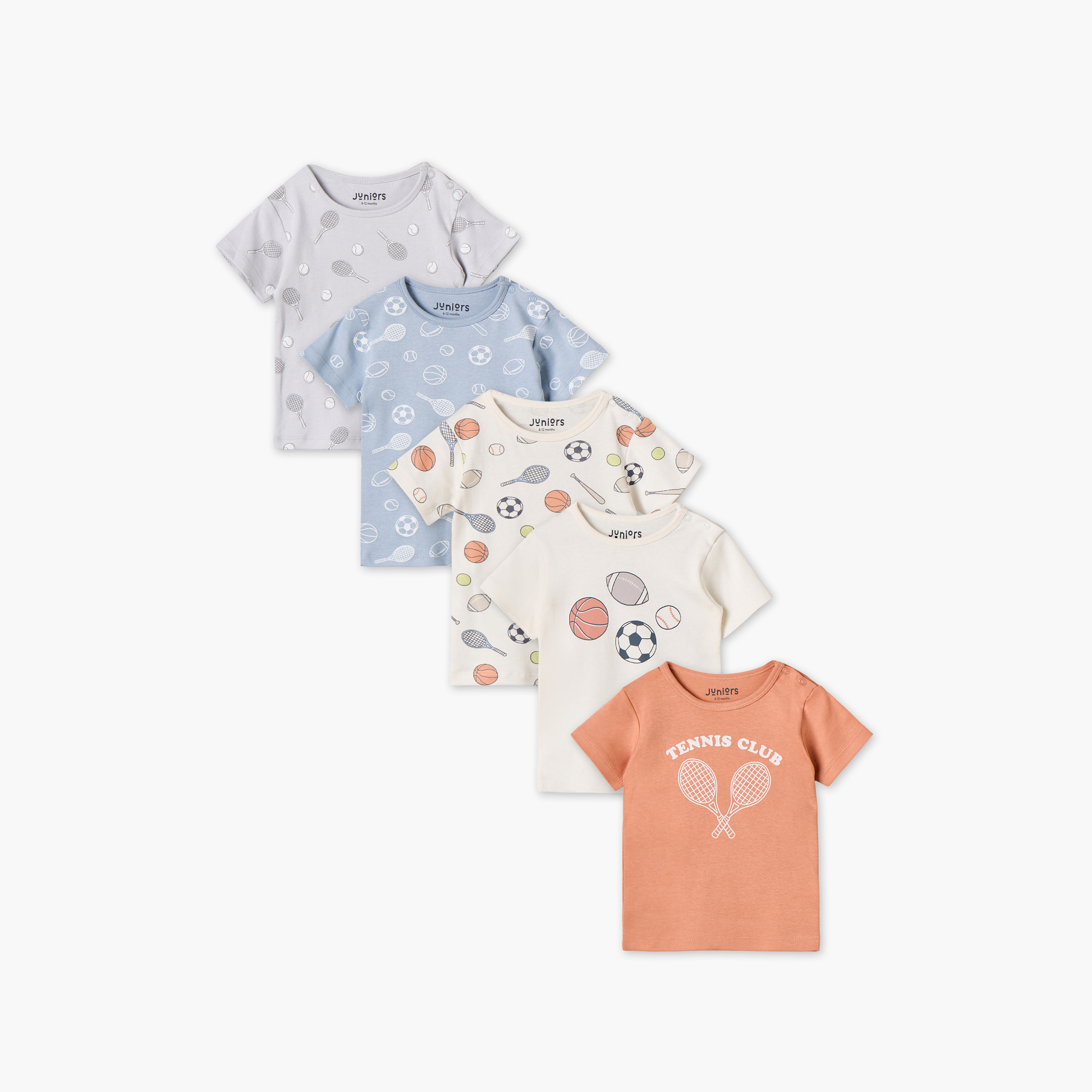 تيشيرتات بطبعات رياضية وأكمام قصيرة من جونيورز - عبوة 5 قطع-baby-boys-clothing-tshirtsandpolos-image-1