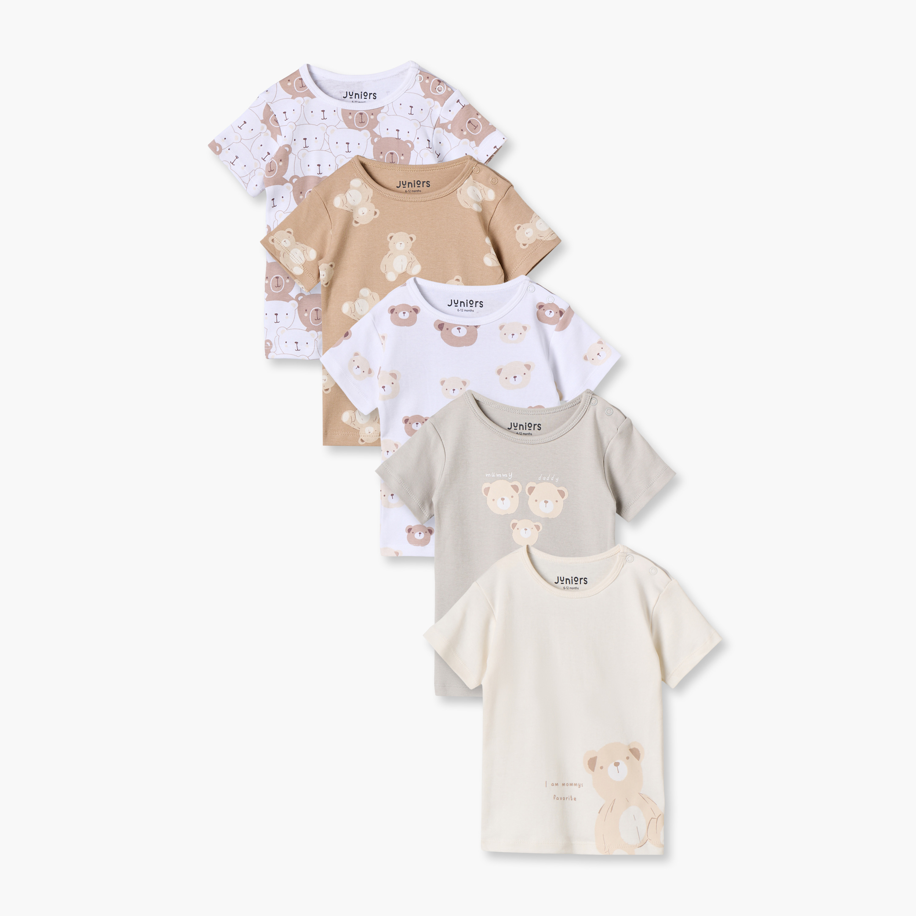 تيشيرت بأكمام قصيرة بطبعات دب من جونيورز - عبوة من 5 قطع-baby-boys-clothing-tshirtsandpolos-image-1