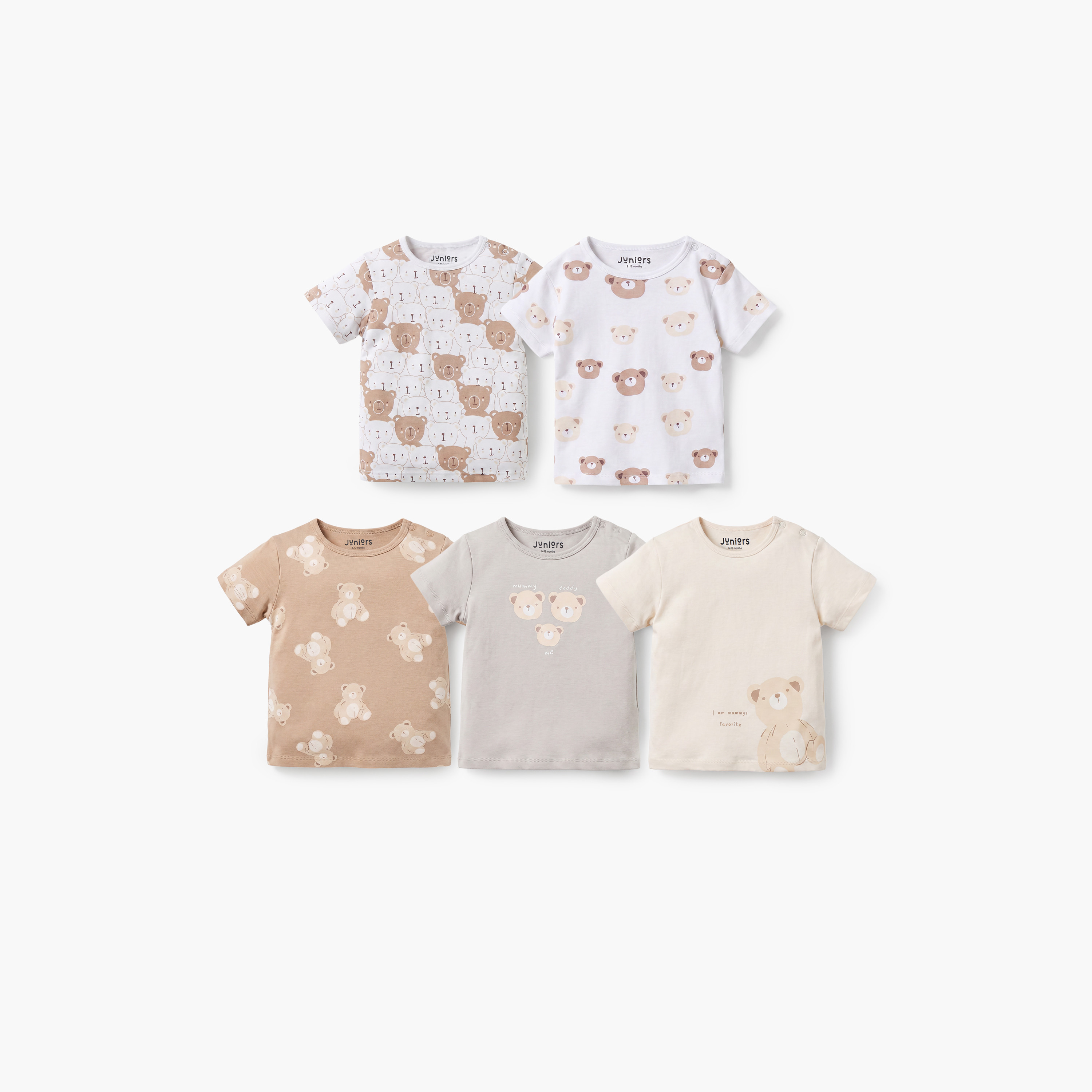 تيشيرت بأكمام قصيرة بطبعات دب من جونيورز - عبوة من 5 قطع-baby-boys-clothing-tshirtsandpolos-image-1
