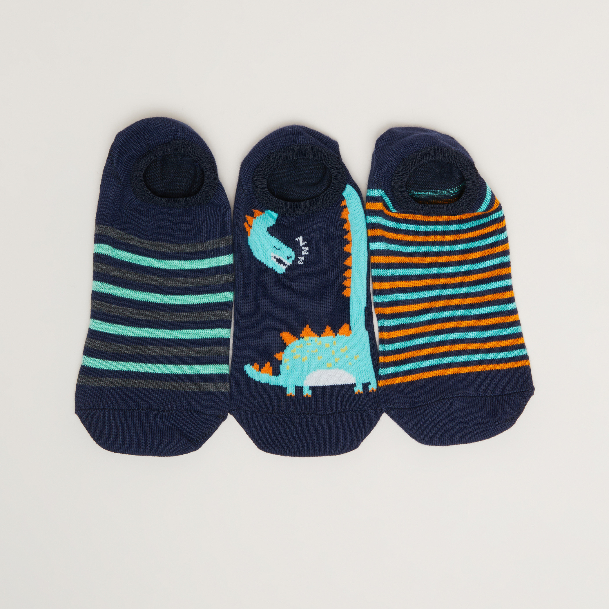 جوارب غير مرئية بنقش مطبوع - مجموعة من ثلاثة أزواج-girls-accessories-socks-image-1