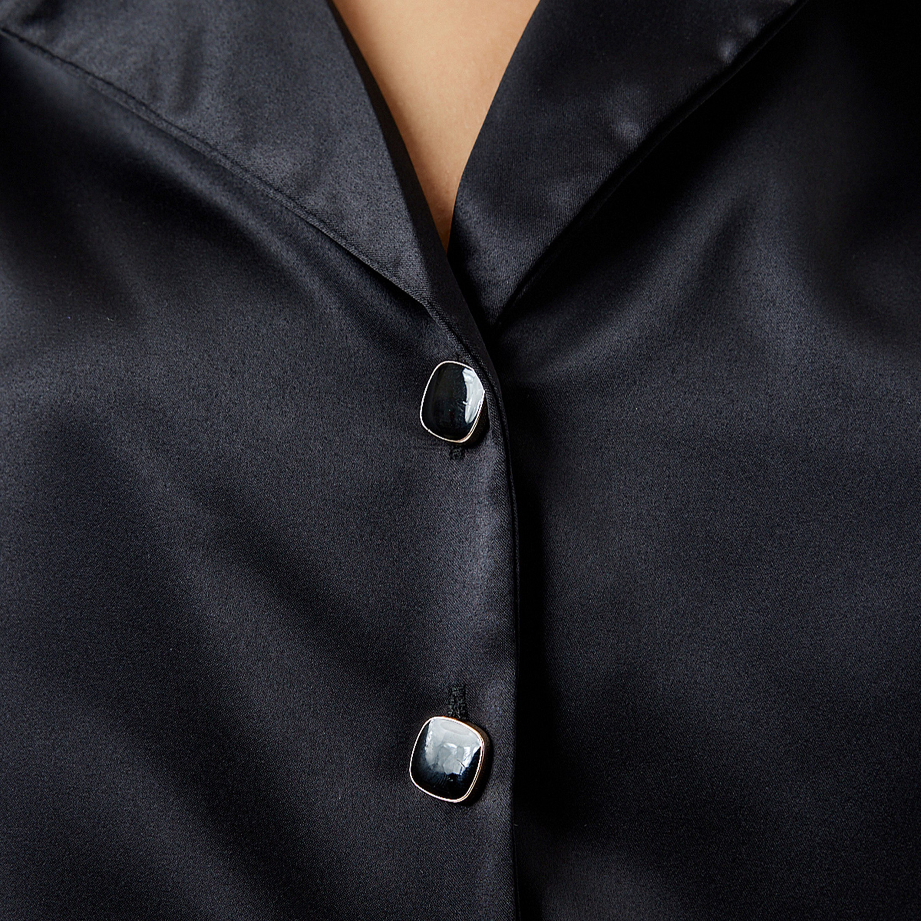 Happiness Istanbul Black Collared Women's Shirt-women-clothing-shirtsandblouses-shirts-image-4
