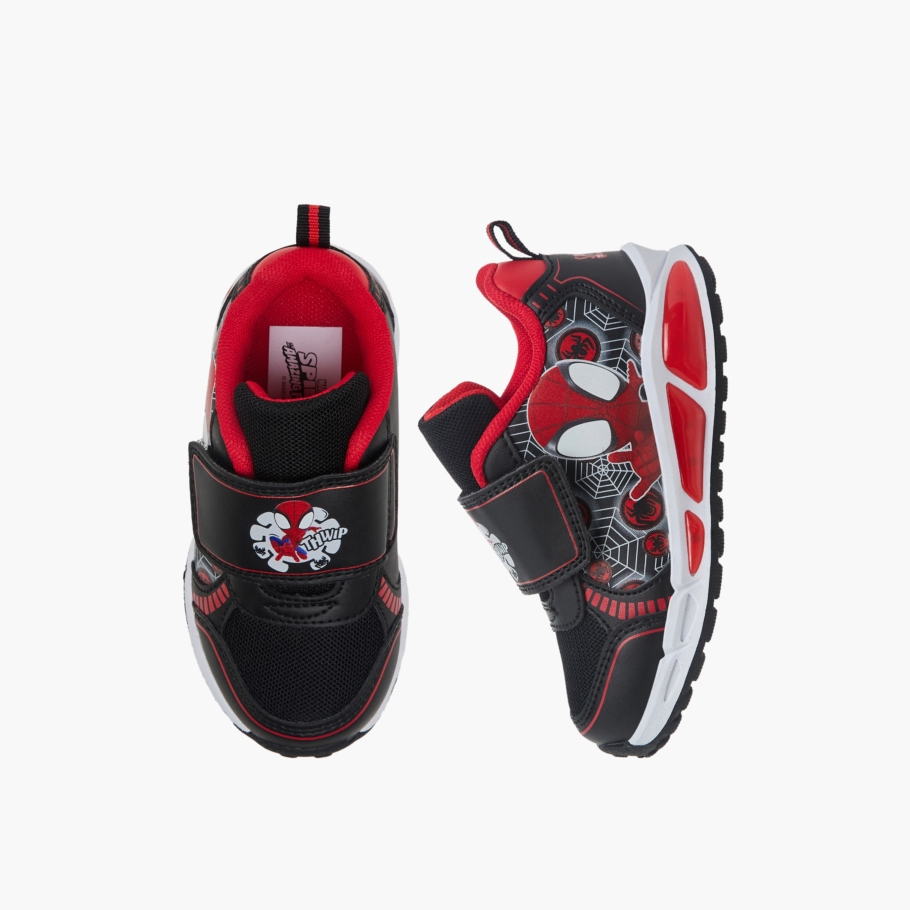 Marvel Boys Spider-Man Print Hook & Loop Light-Up Sneakers-boys-shoes-sneakers-image-1