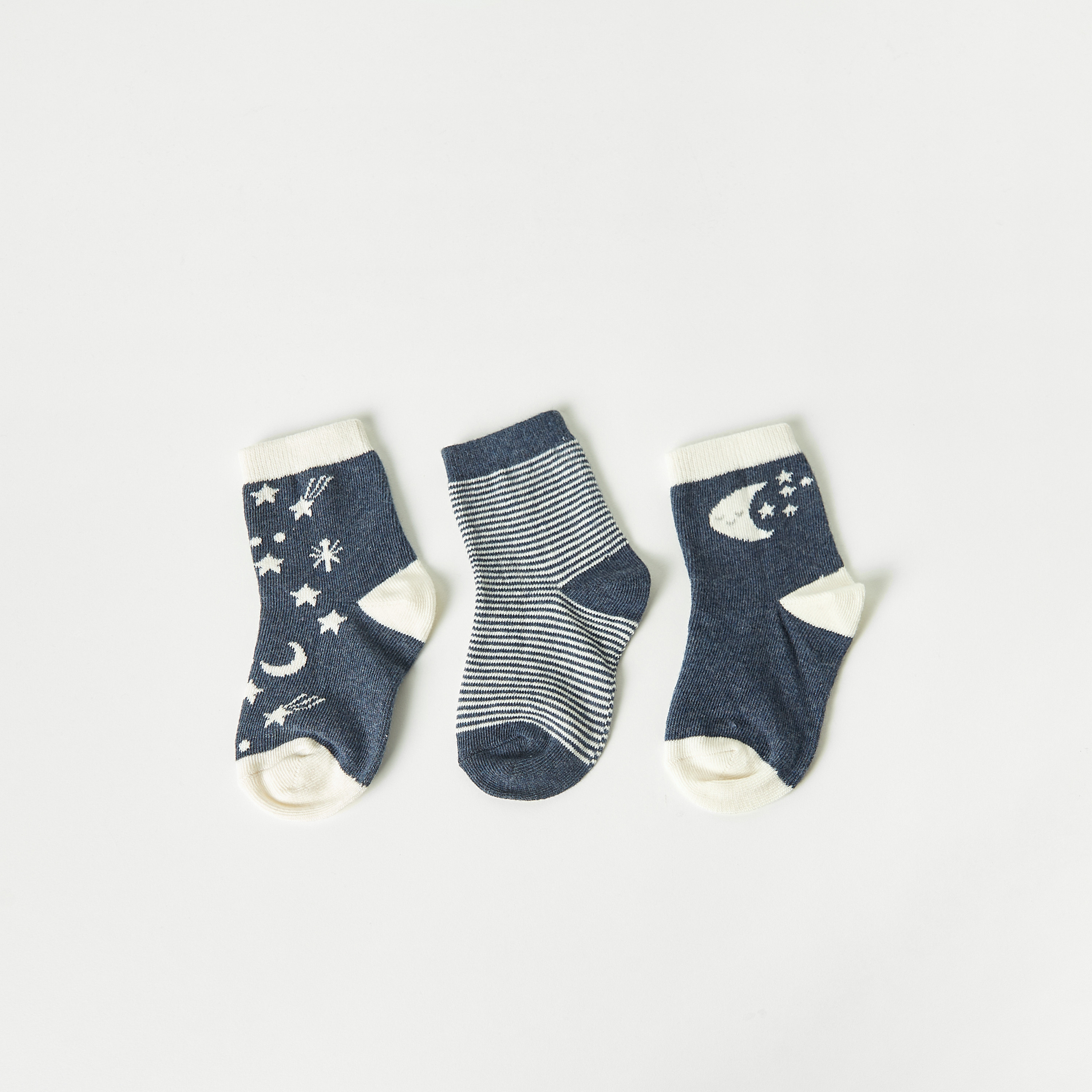 Juniors Printed Crew Length Socks - Set of 3-baby-boys-accessories-socks-image-1
