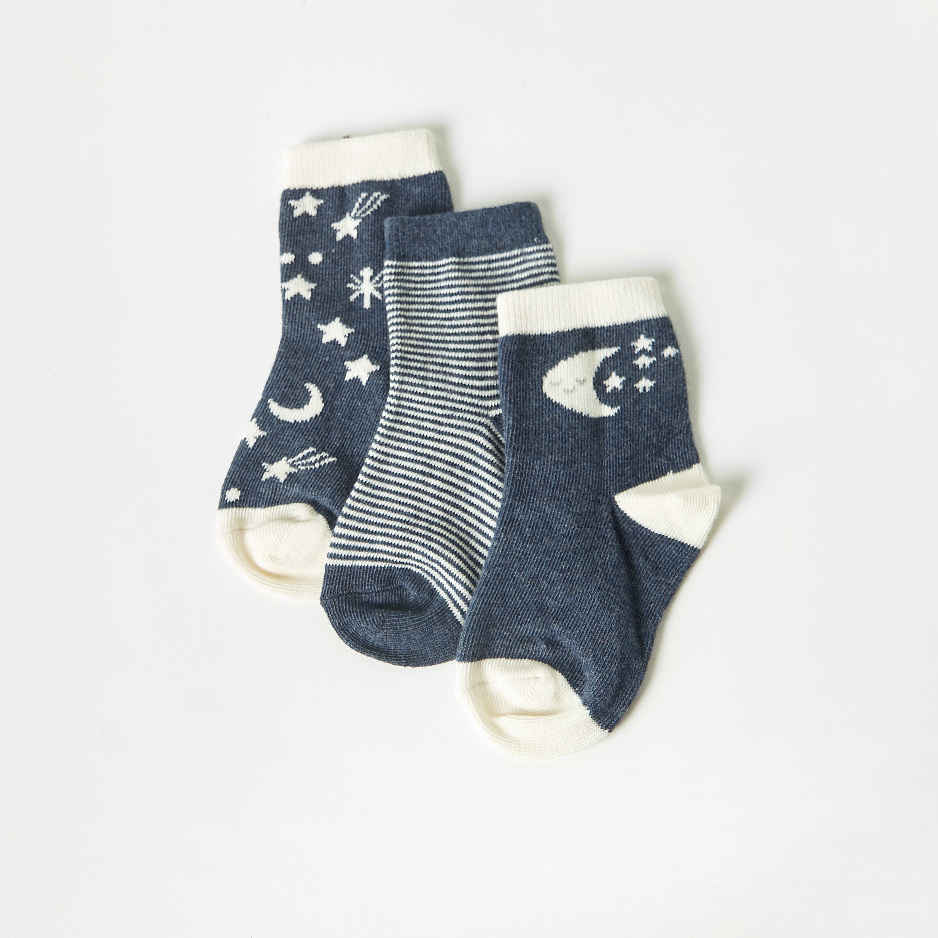 Juniors Printed Crew Length Socks - Set of 3-baby-boys-accessories-socks-image-2