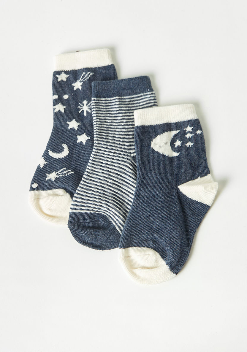 Juniors Printed Crew Length Socks - Set of 3-Socks-image-1