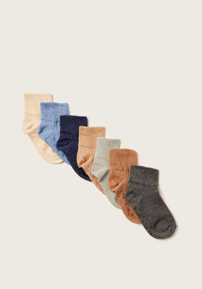 Love Earth Ribbed Ankle Length Organic Socks - Set of 7-Multipacks-image-1
