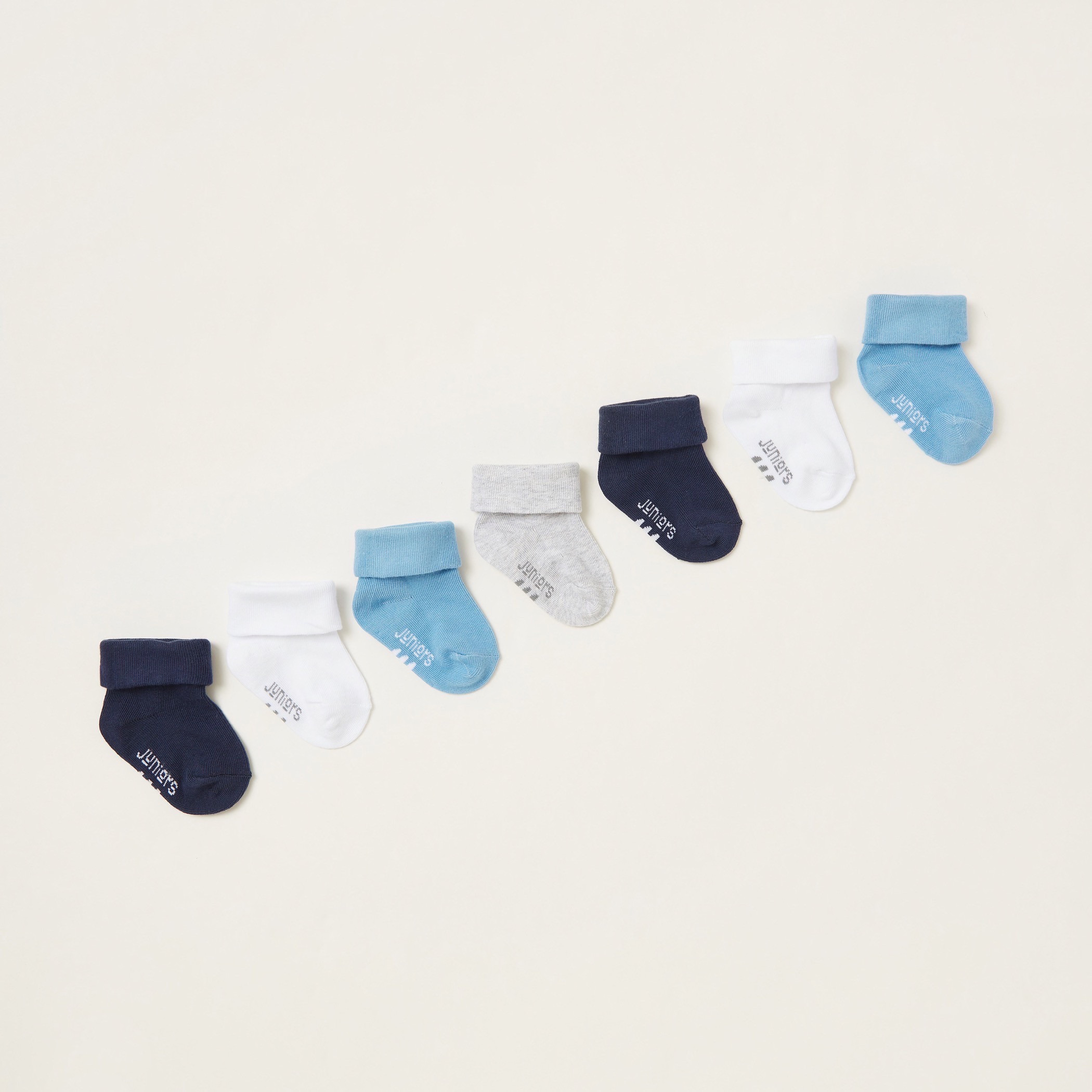 Juniors Printed Socks with Rolled Hem - Set of 7-baby-boys-clothing-multipacks-image-1
