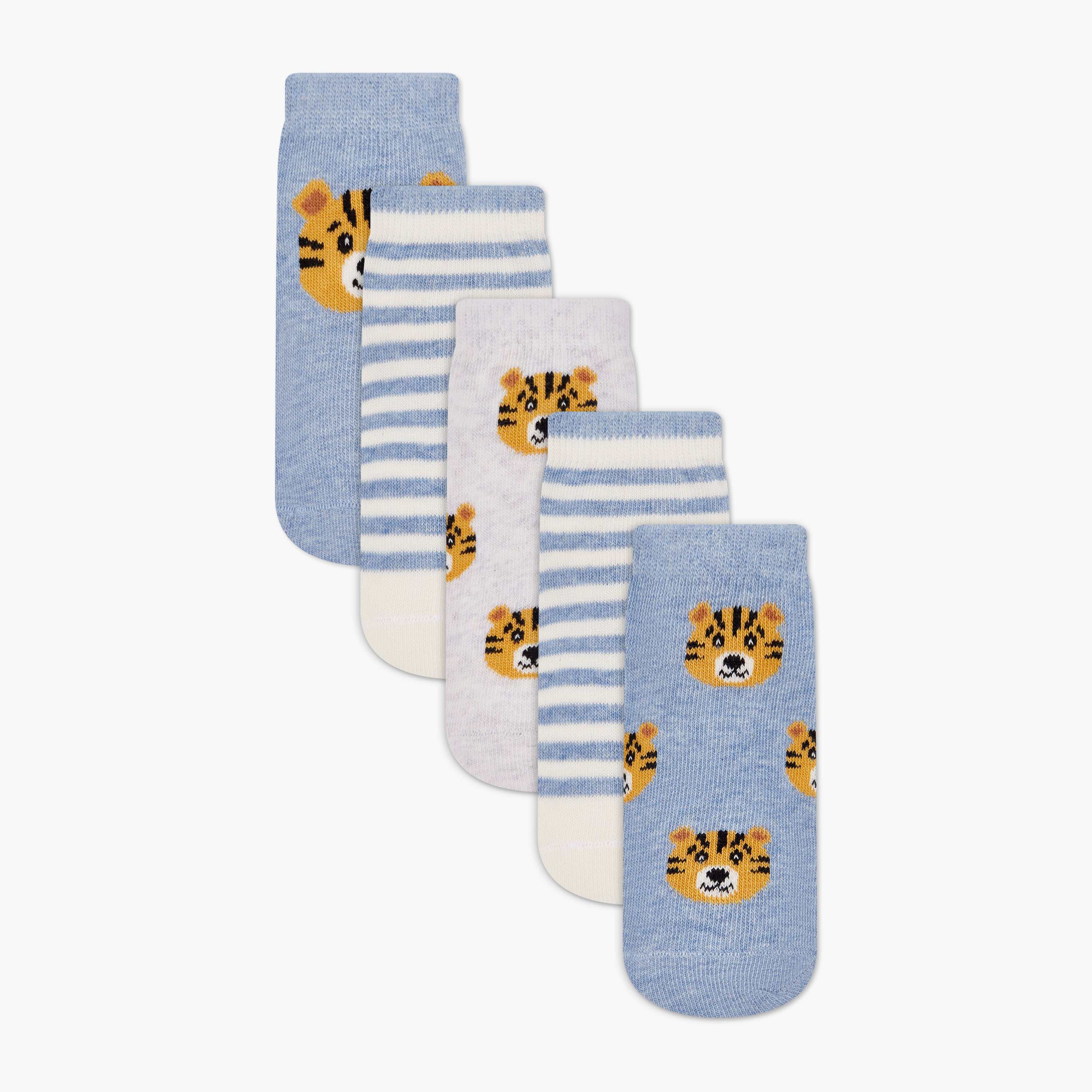 Juniors Boys' Socks with Tiger Print - Set of 5-baby-boys-accessories-socks-image-1