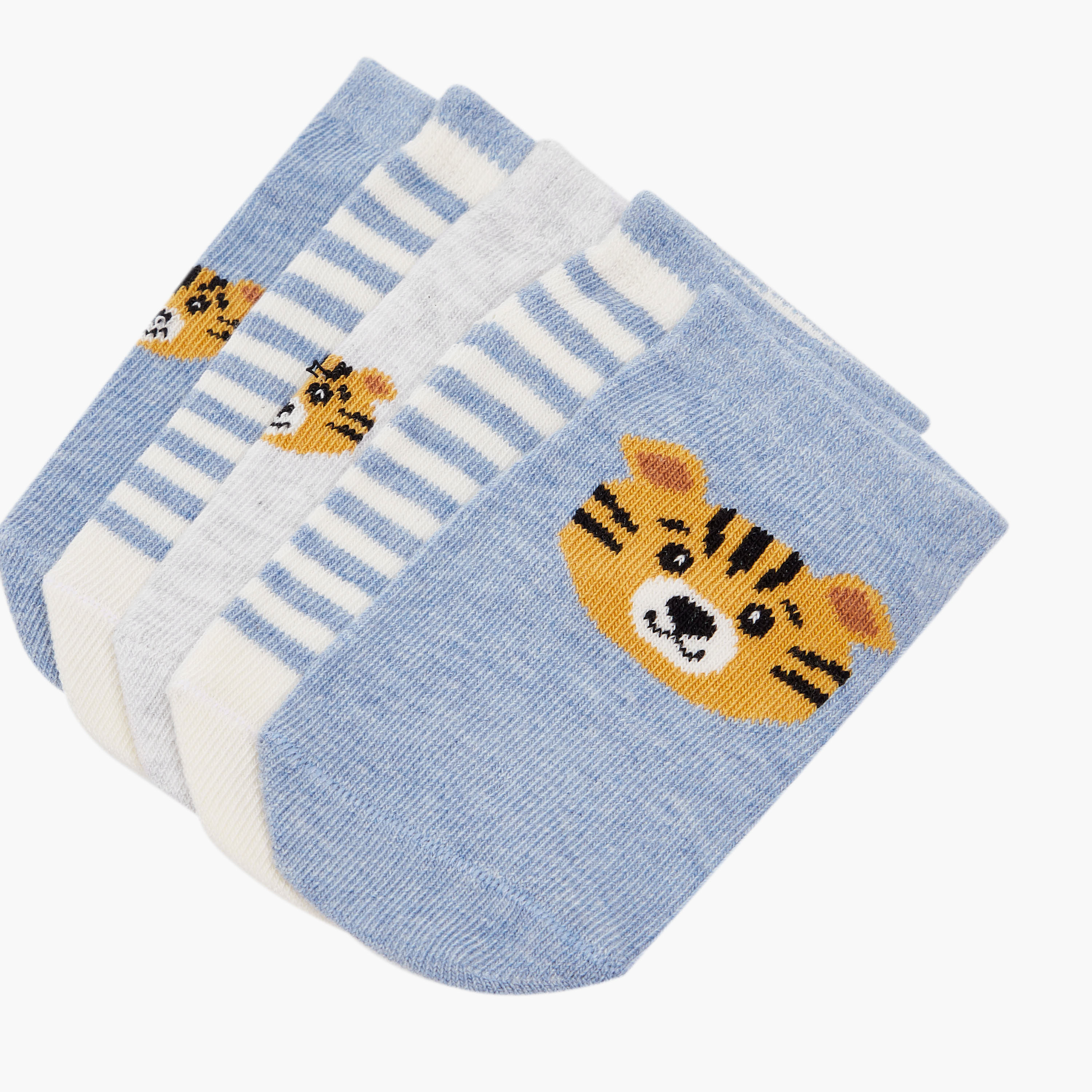 Juniors Boys' Socks with Tiger Print - Set of 5-baby-boys-accessories-socks-image-4