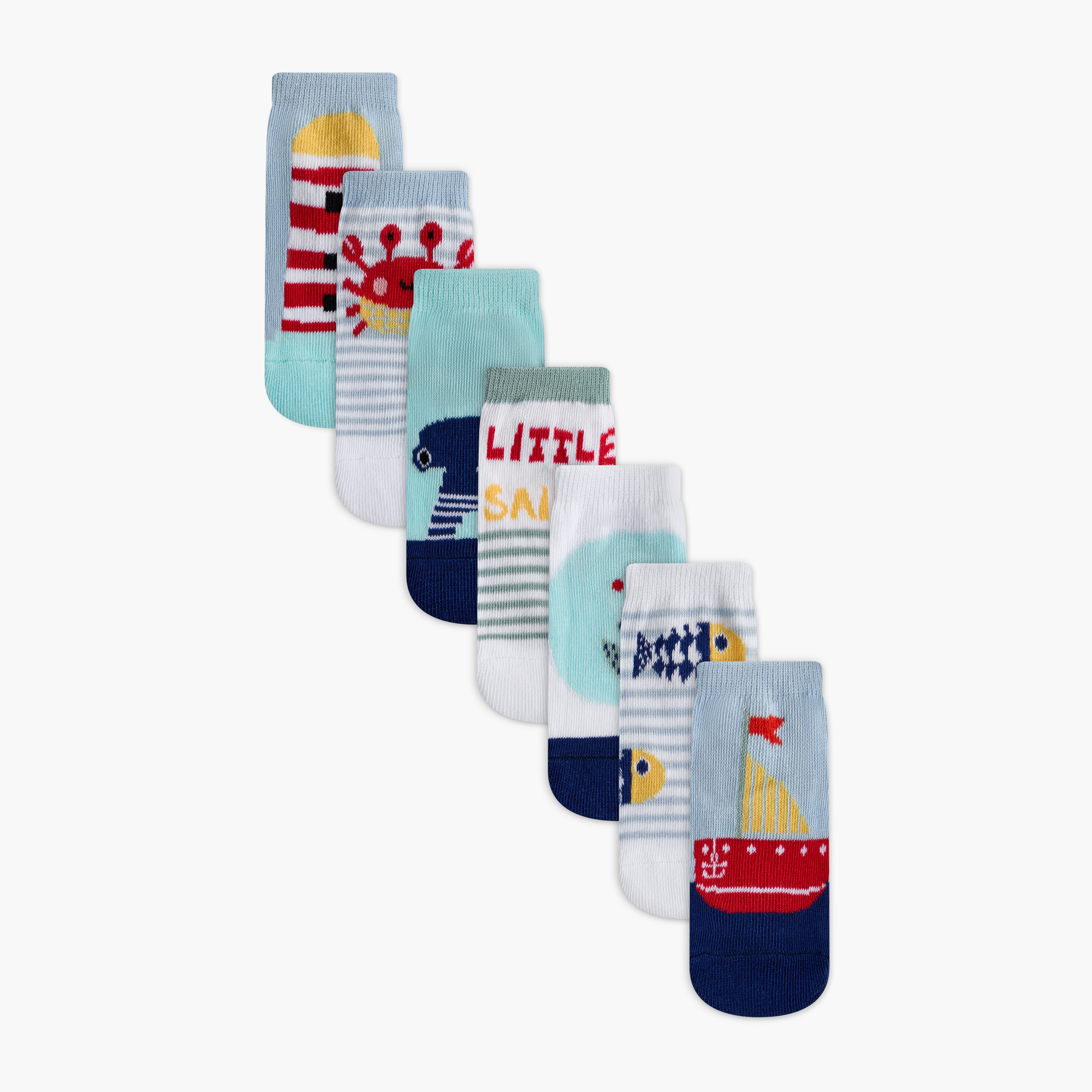 Juniors Nautical Print Socks - Set of 7-baby-boys-accessories-socks-image-1