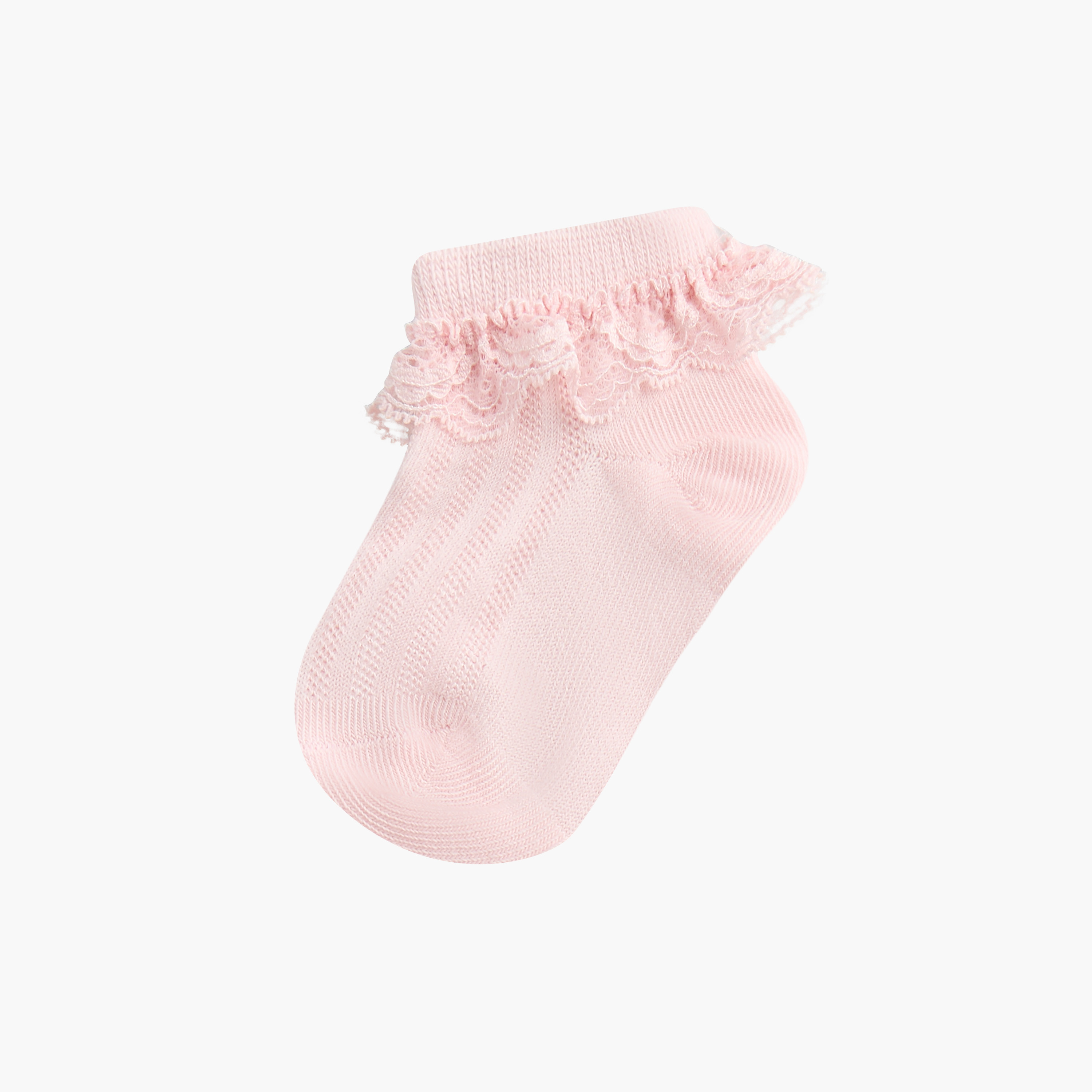 Juniors Textured Ankle Length Socks with Frill Accent - Set of 7-baby-girls-accessories-socks-image-2